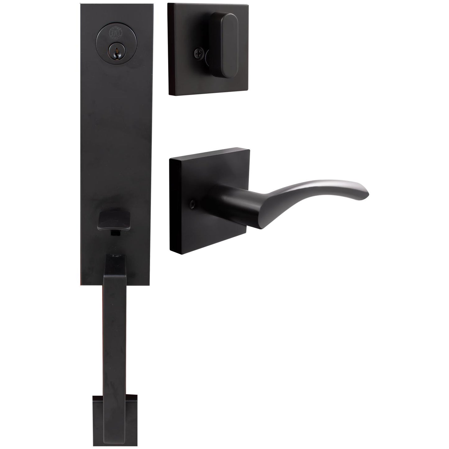Stone Harbor Hardware Munich Handleset, Turin Interior Trim, SC Keyway, Matte Black