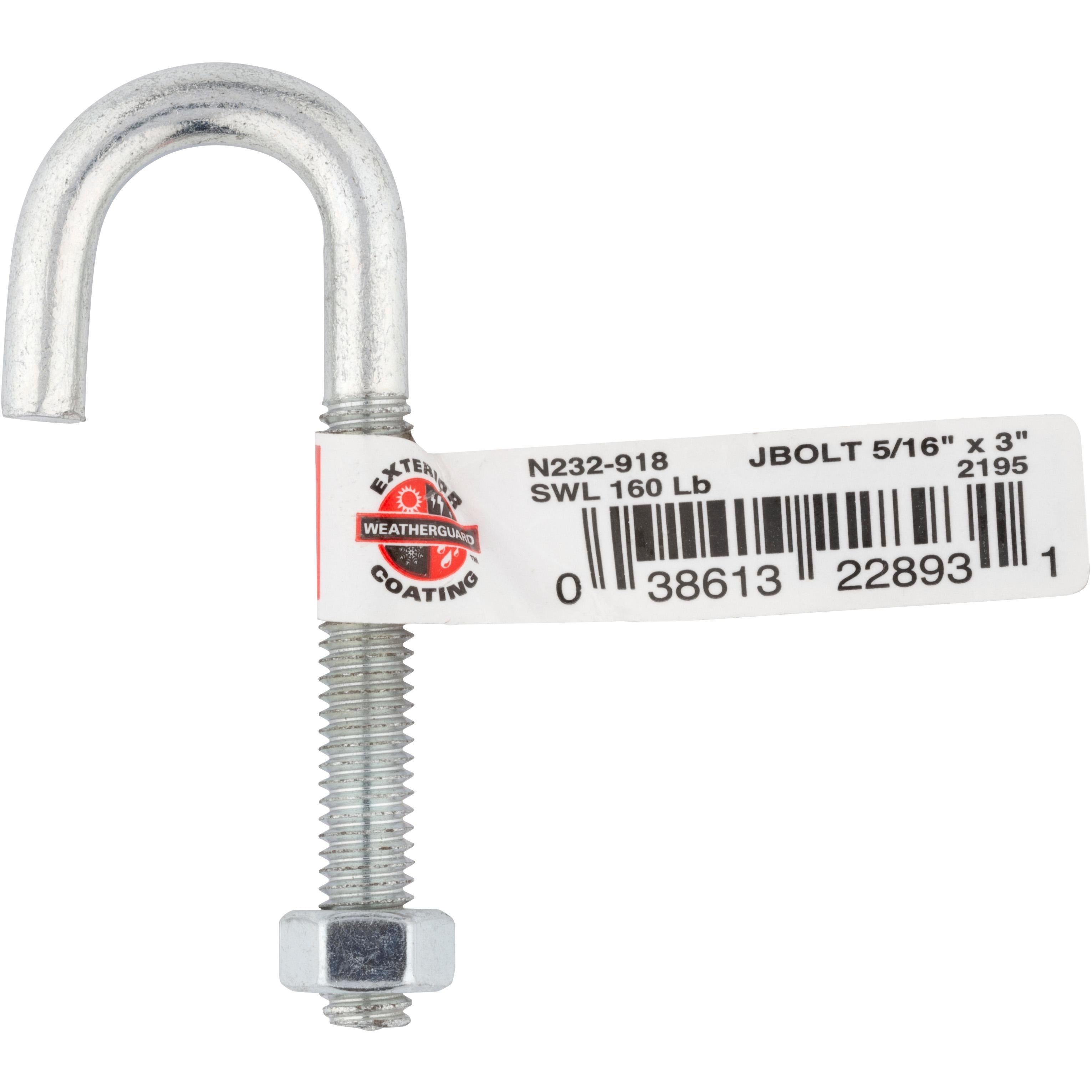 2195BC 5/16" x 3" J-Bolt - Zinc Plated