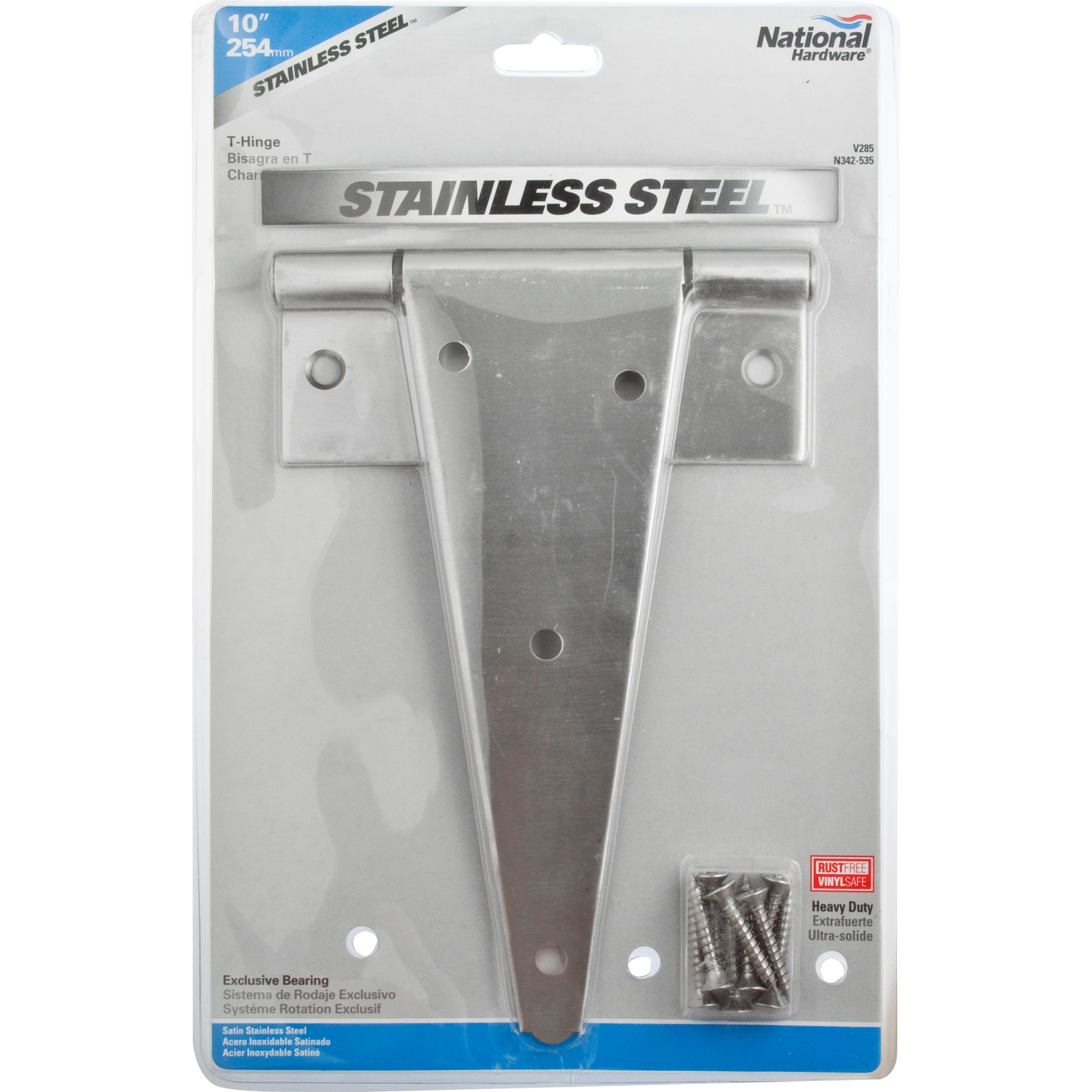V285 10" Extra Heavy T Hinge - Stainless Steel