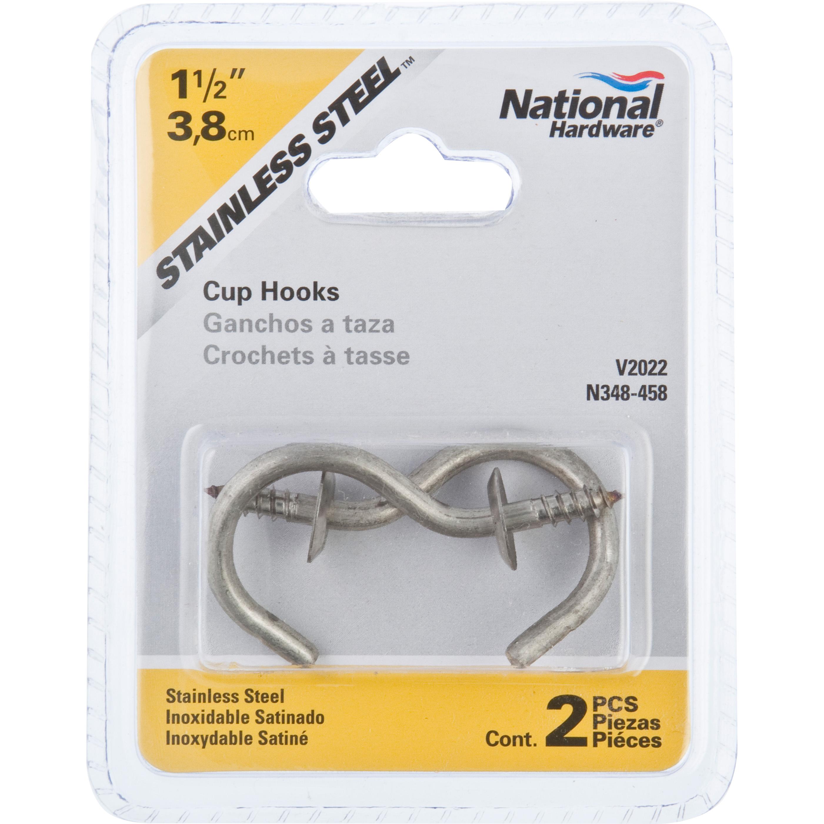 V2022 1-1/2" Cup Hook 2/pk - Stainless Steel
