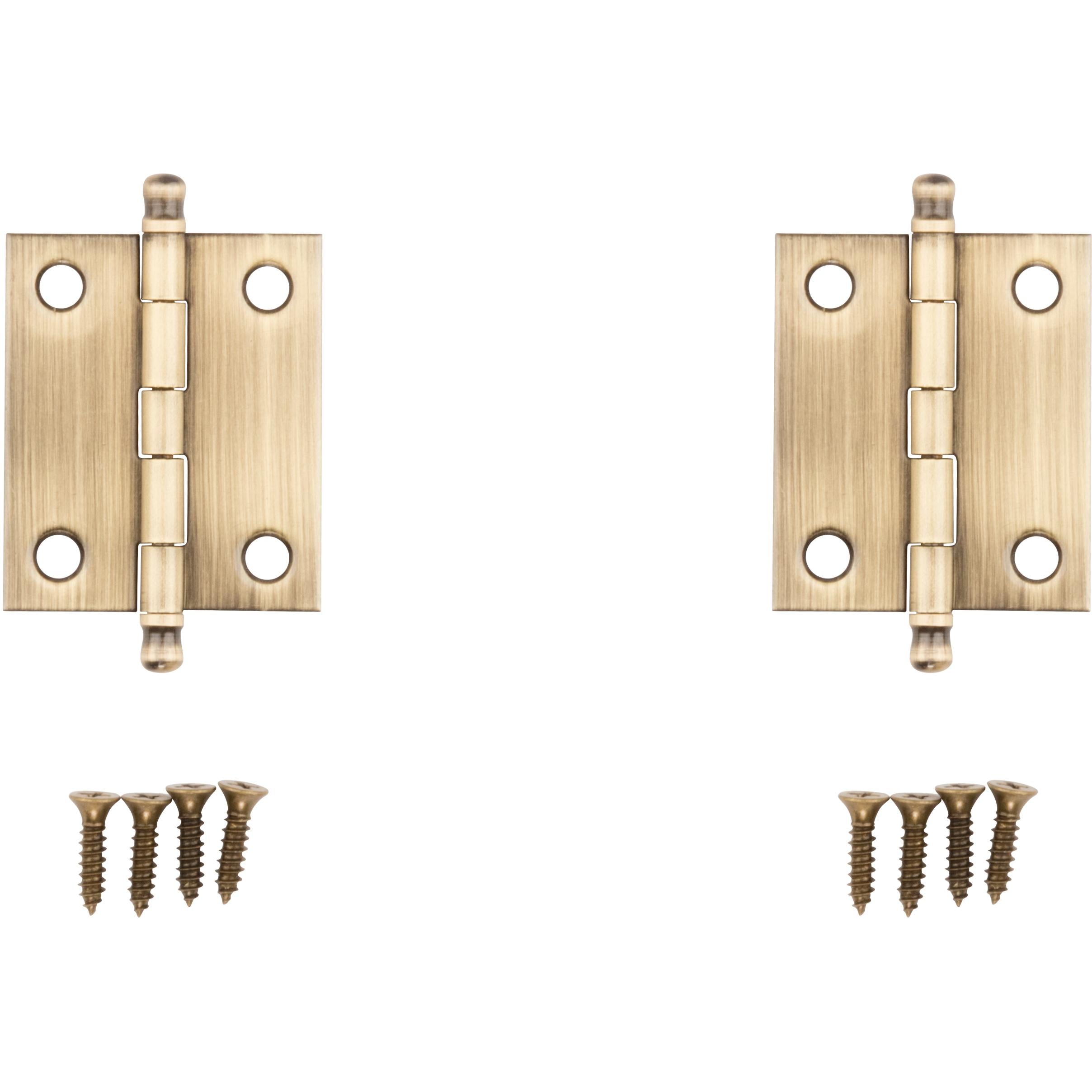 V1806 1-1/2" x 1-1/4" Ball Tip Hinge 2/pk - Antique Brass