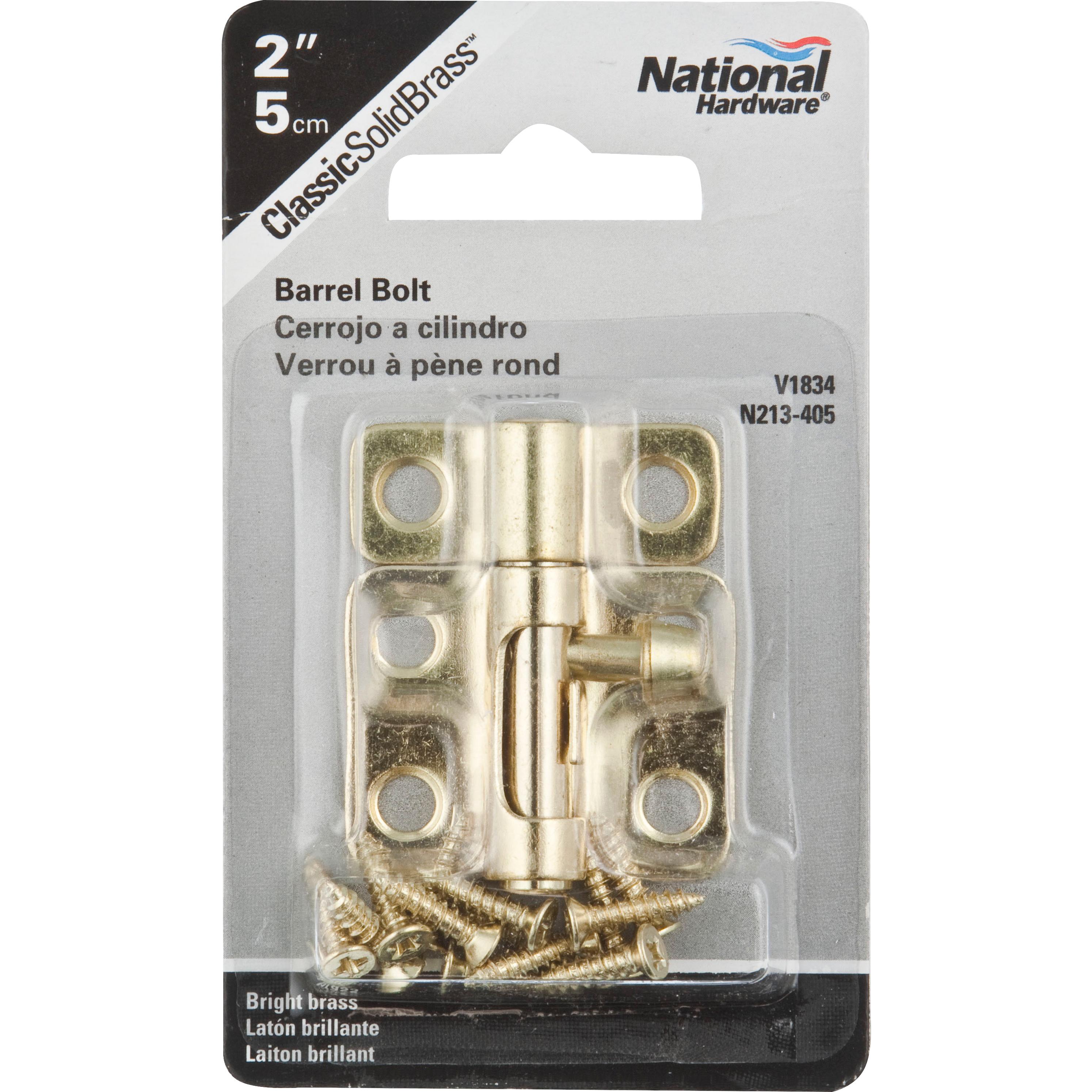 National Hardware - V1834 2" Barrel Bolt - Polished Brass