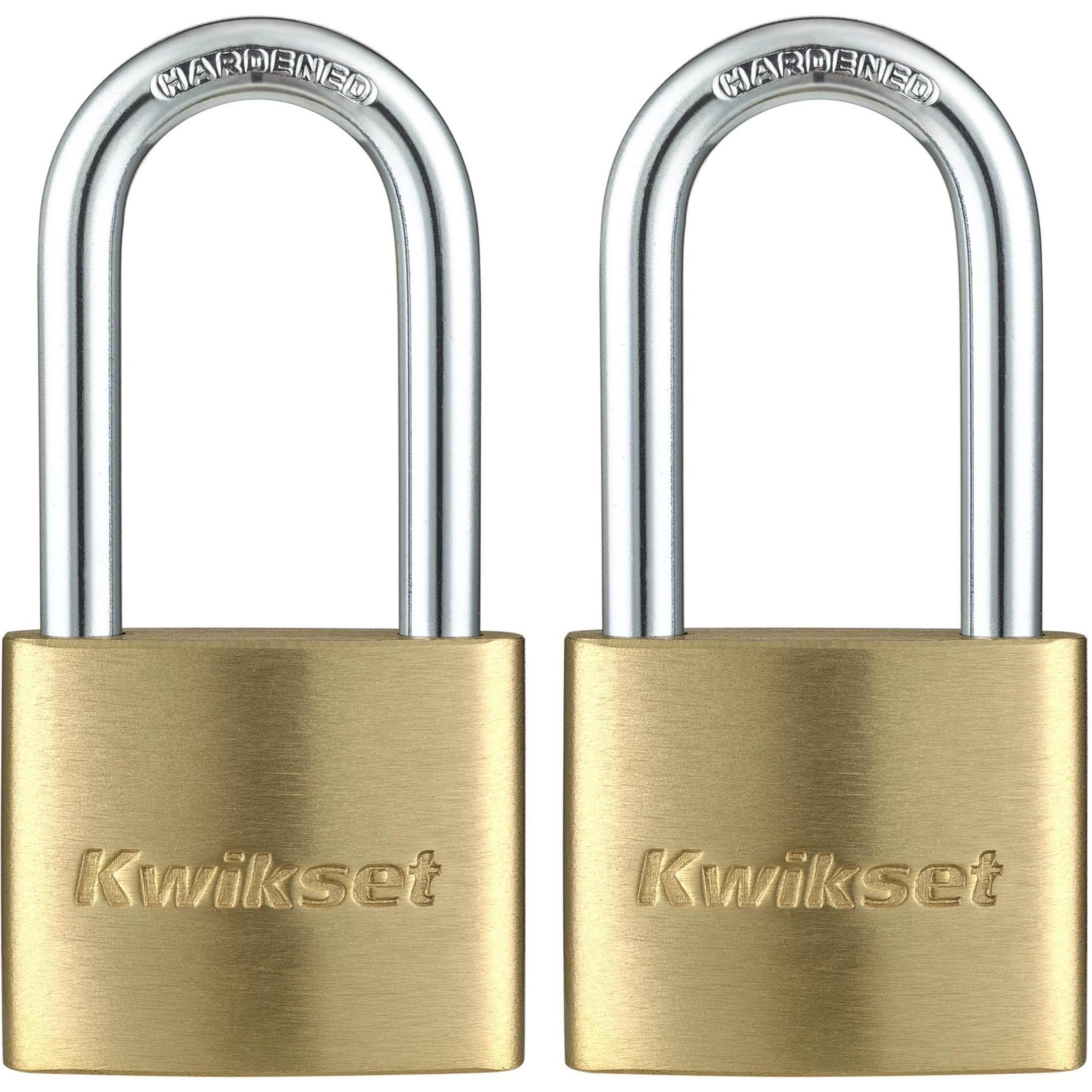 Kwikset 1-9/16" Brass Padlock KA with 1-1/2" Shackle, 2-Pack