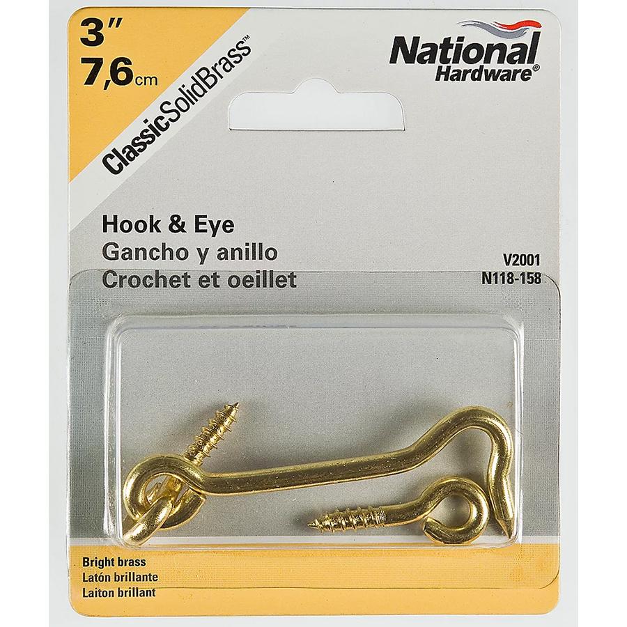 V2001 3" Hook & Eye - Polished Brass
