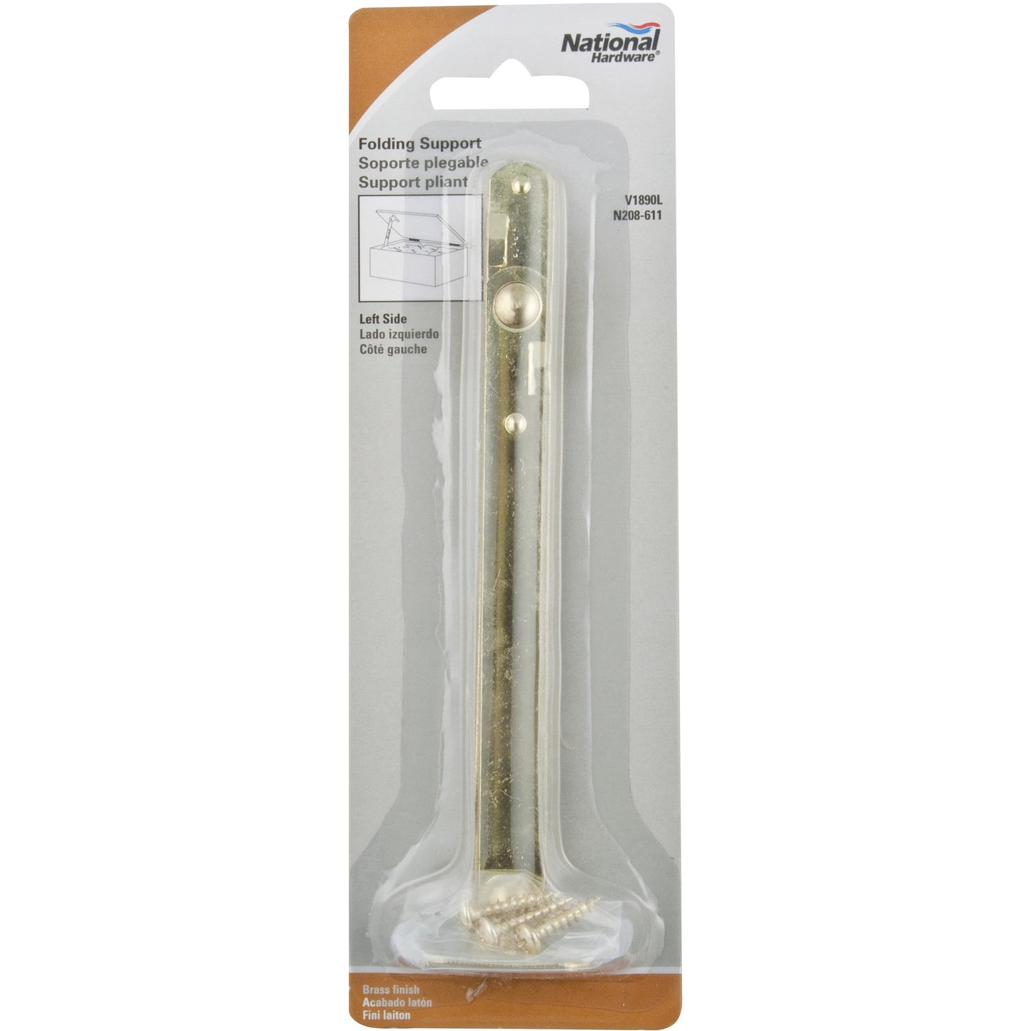 National Hardware N208-611 V1890L Folding Support in Brass