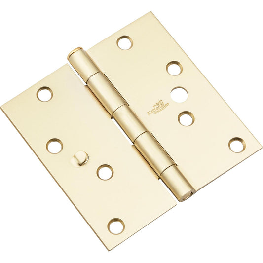V512 4" SQR Hinge with Security Stud 3/pk - Satin Brass