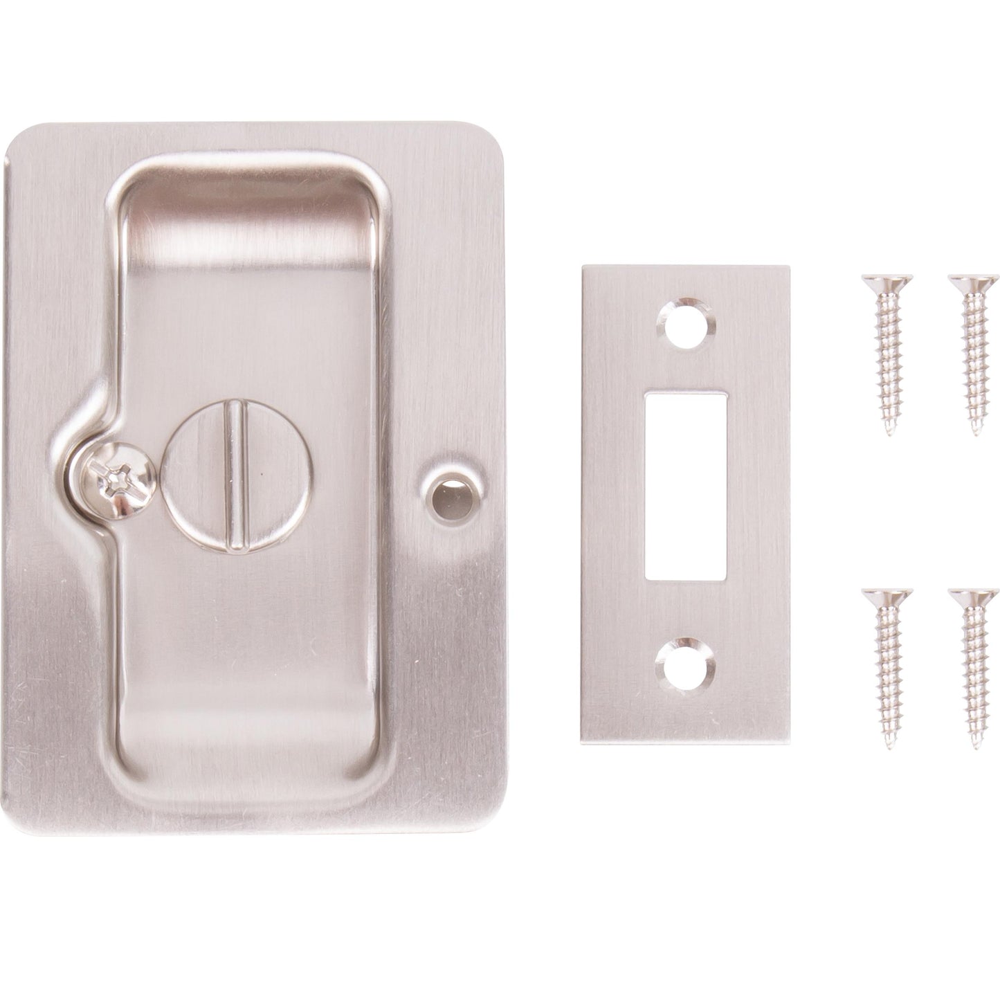 Stone Harbor Hardware Tall Square Pocket Door Lock, Privacy (Bed/Bath) Latch, Satin Nickel