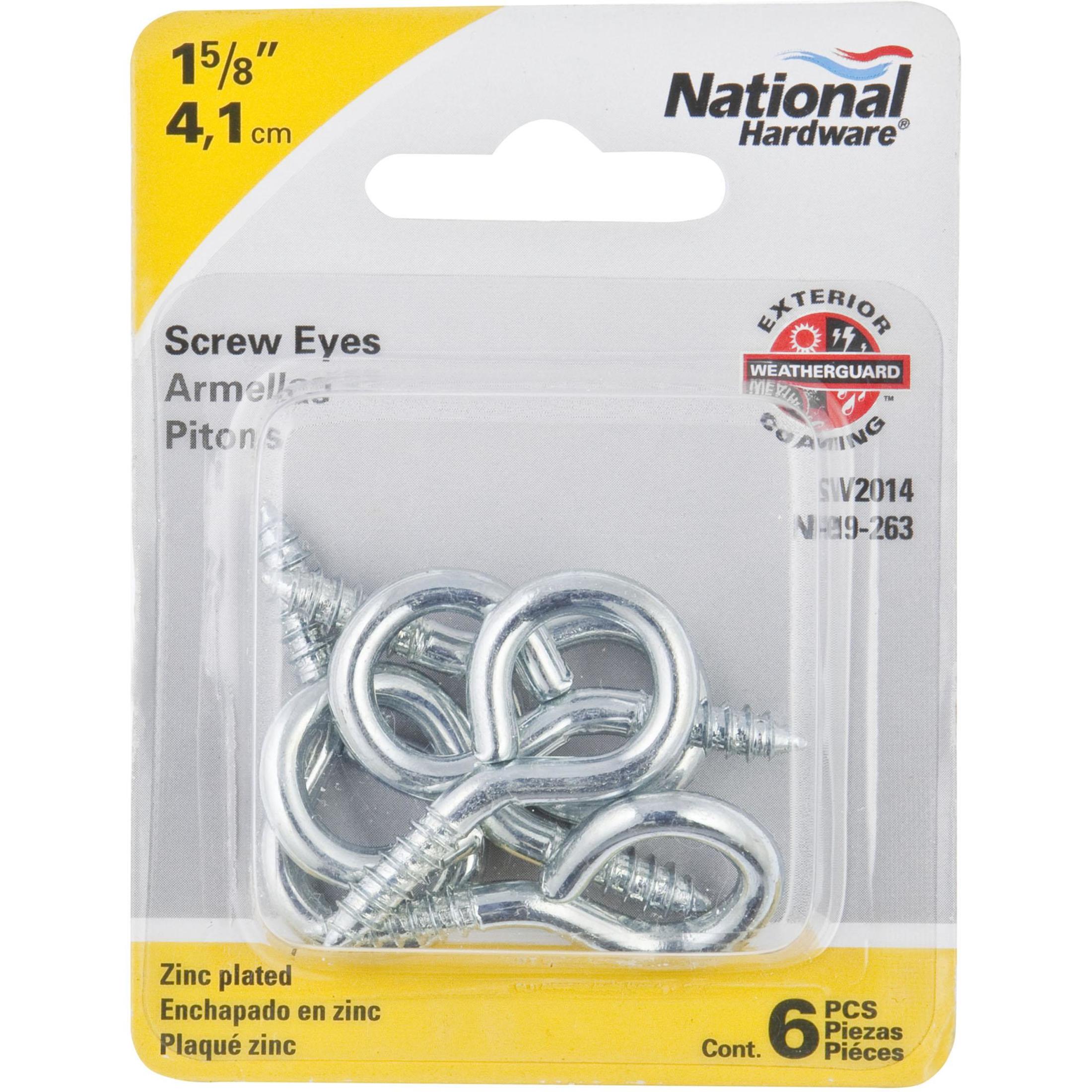 National Hardware - N119-263 V2014 #8, 1-5/8" Screw Eyes in Zinc Plated, 6 pack