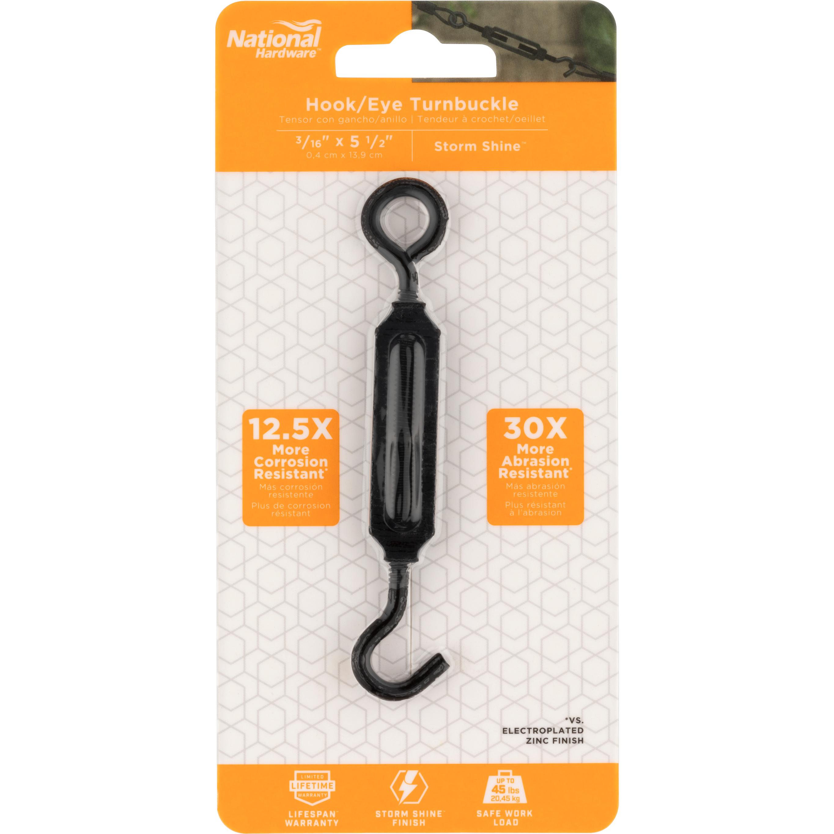 National Hardware - N820-119 V2179 3/16" X 5-1/2" Turnbuckle Hook / Eye - Black