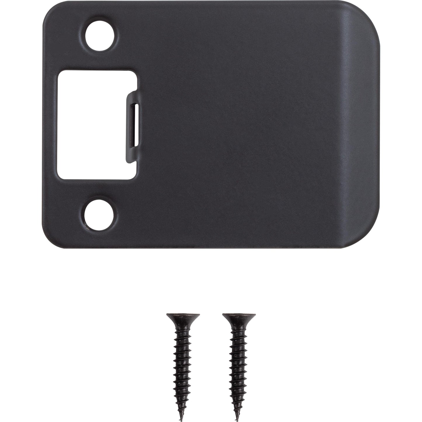 Stone Harbor Hardware Round Corner Extended Lip Strike Plate, 2-1/4" x 2-1/2", (3" Overall Length), Matte Black