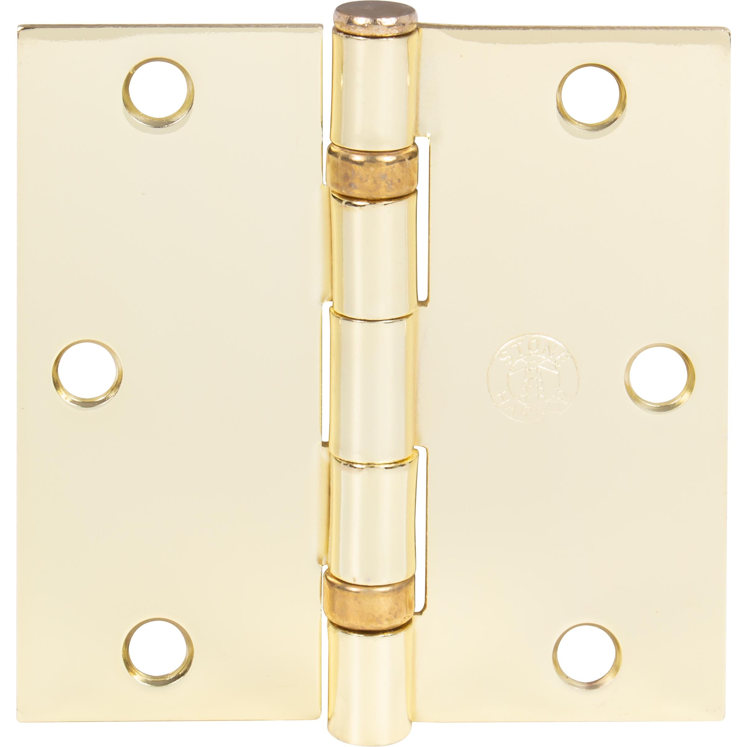 Stone Harbor Hardware 3-1/2" Ball-Bearing Door Hinges, Square Corner, Polished Brass, 3-Pack