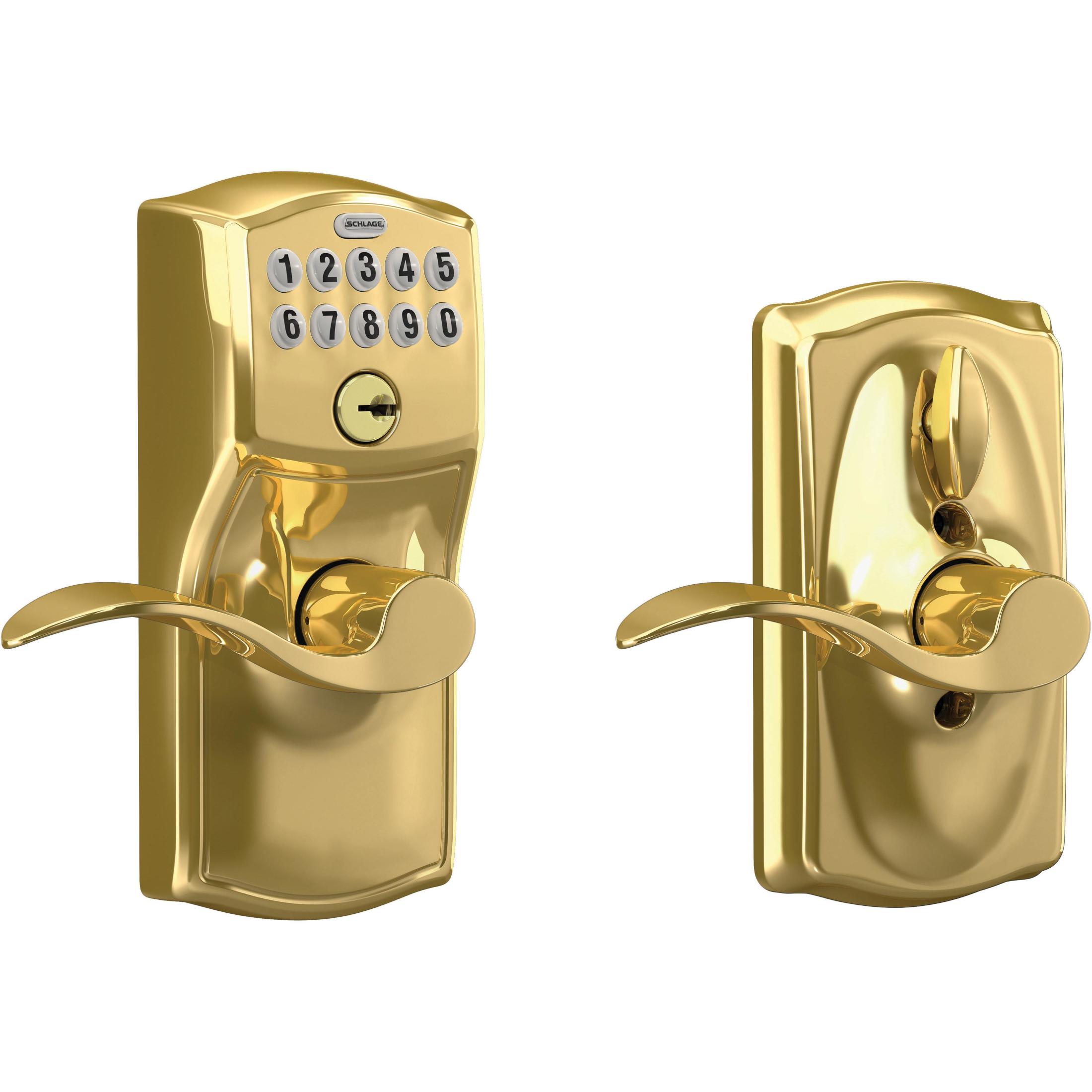 FE595CAM505ACC 16-086 10-027 Accent / Camelot Keypad Lever - Lifetime Brass