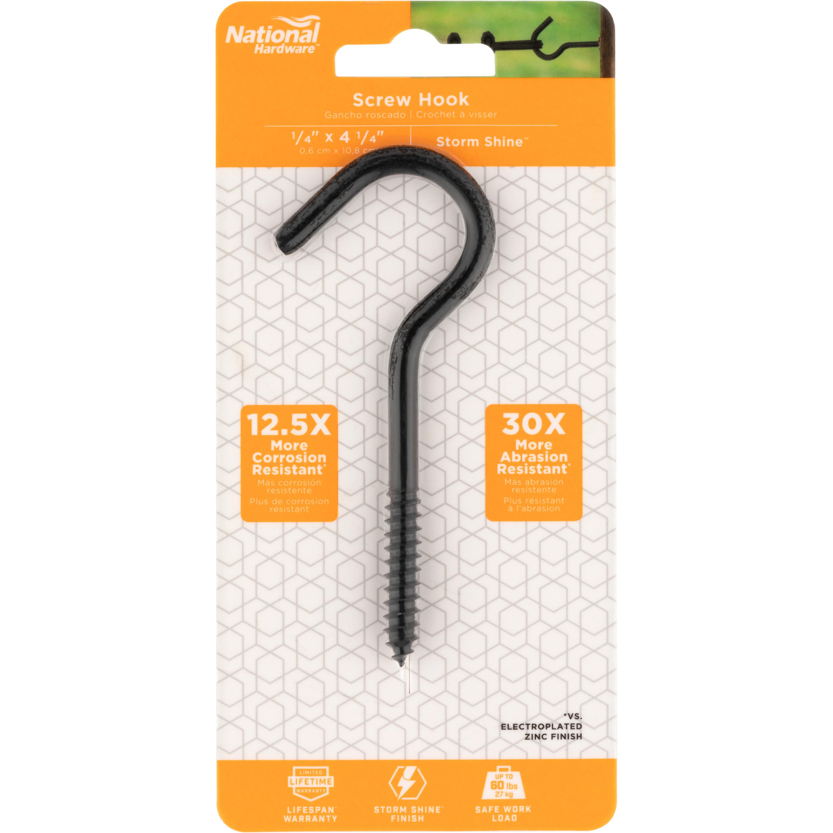 V2156 1/4" x 4-1/4" Screw Hook - Black