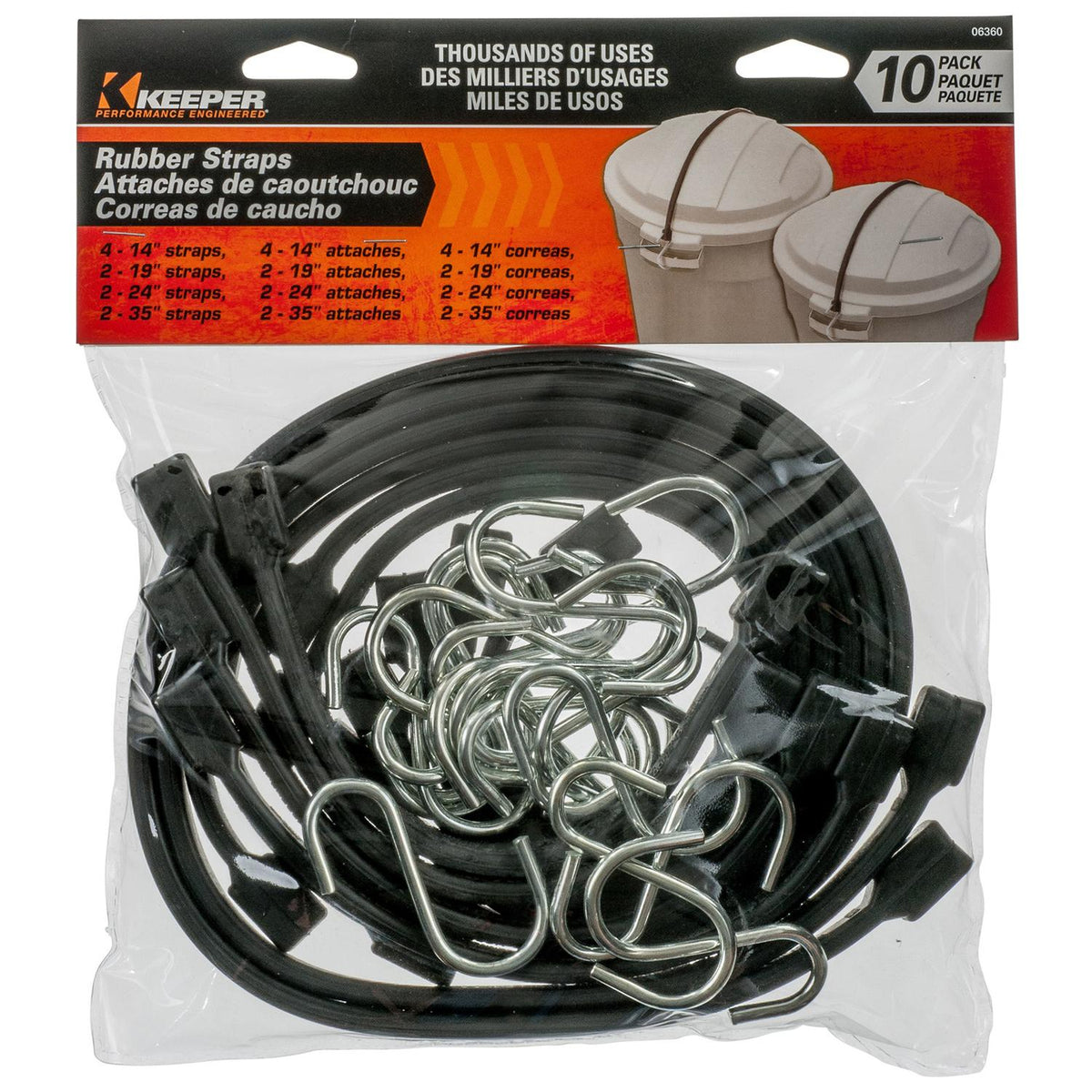 Keeper 06360 EPDM Rubber Strap Multi-Pack 10/pk - Black