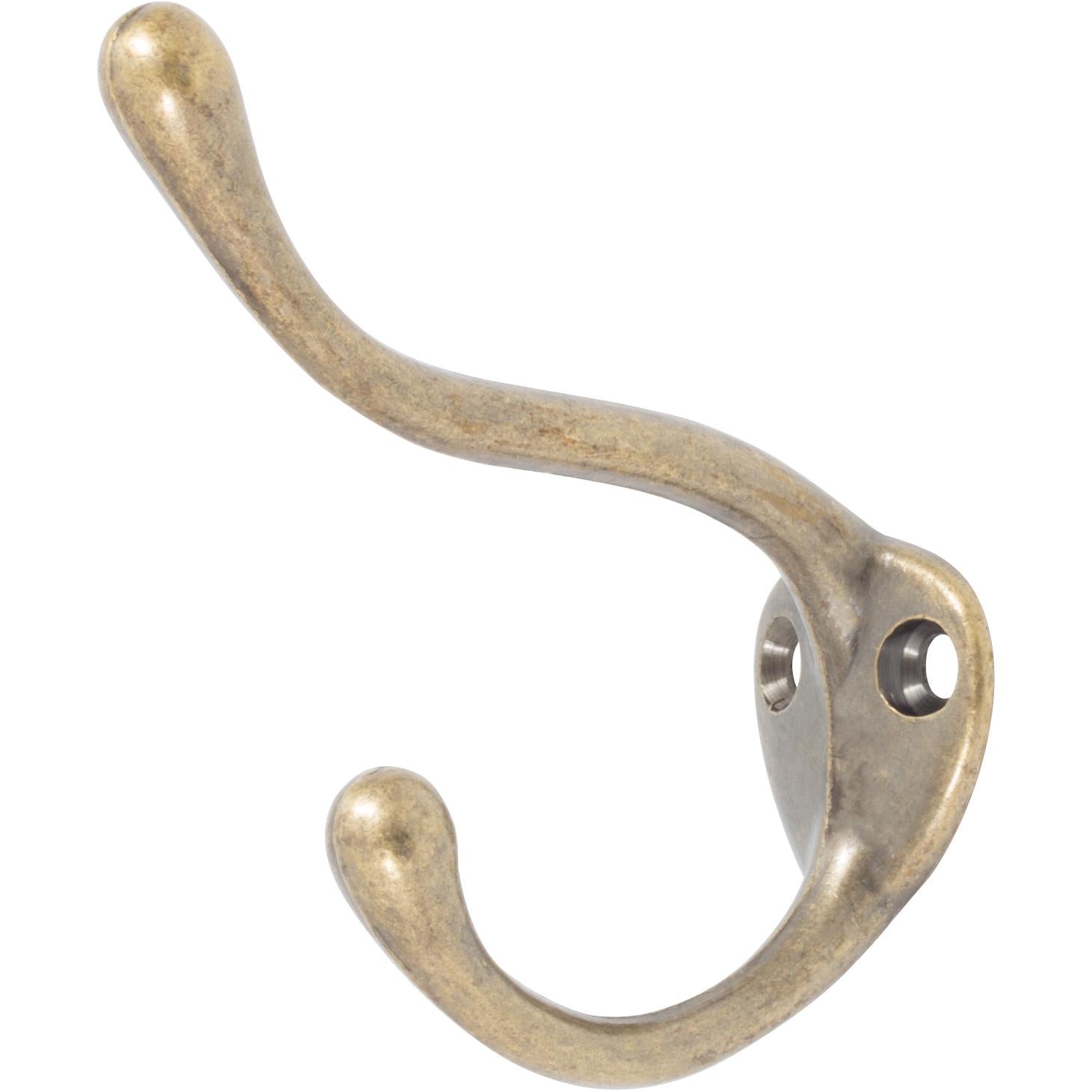 Stone Harbor Hardware Coat & Hat Hook, 3-1/2" High, 2-1/4" Projection, Antique Brass