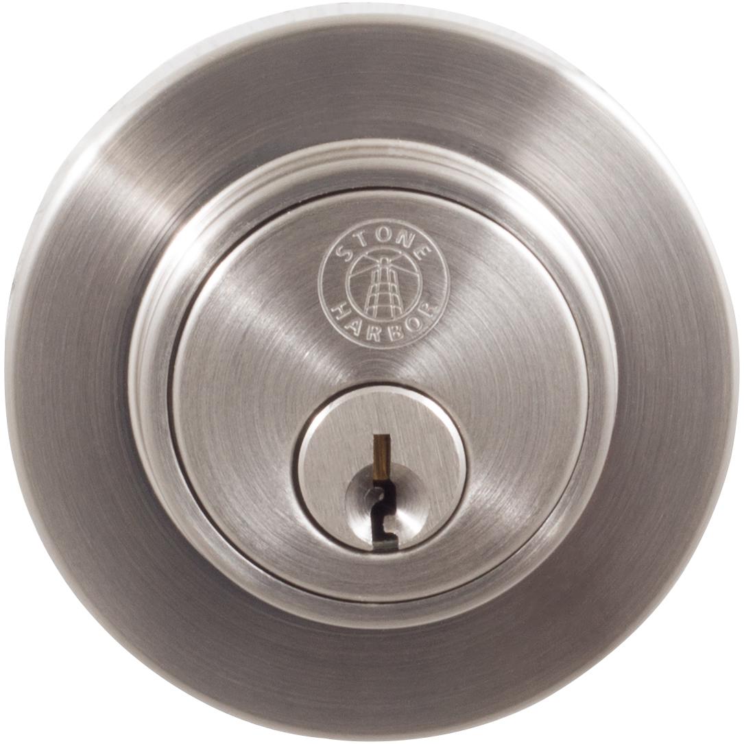 Stone Harbor Hardware Grade 3 Contemporary Round Deadbolt, KW Keyway, Satin Nickel