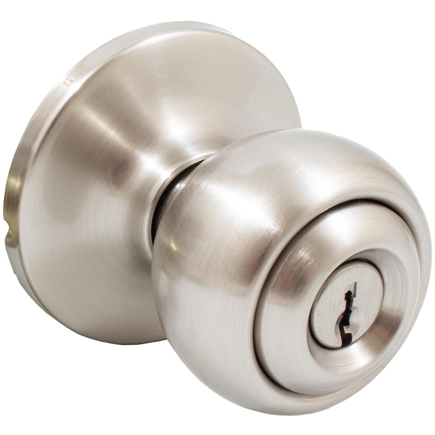 Stone Harbor Hardware Ball Door Knob, Entry Latch, KW Keyway, Satin Nickel