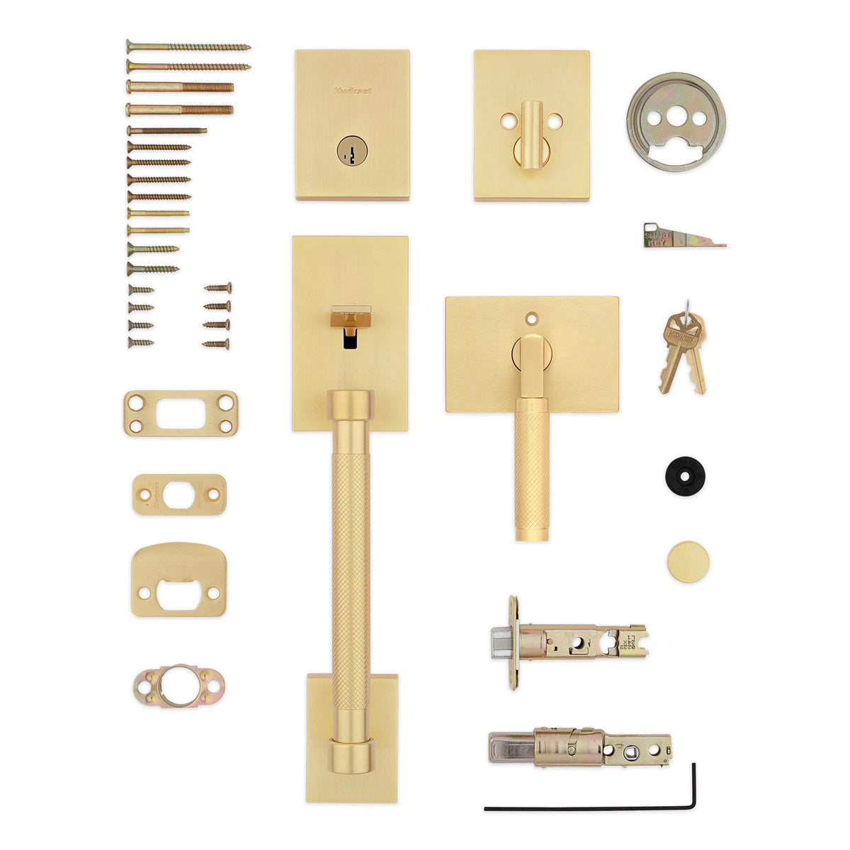 Prava Handleset with Prava - Satin Brass