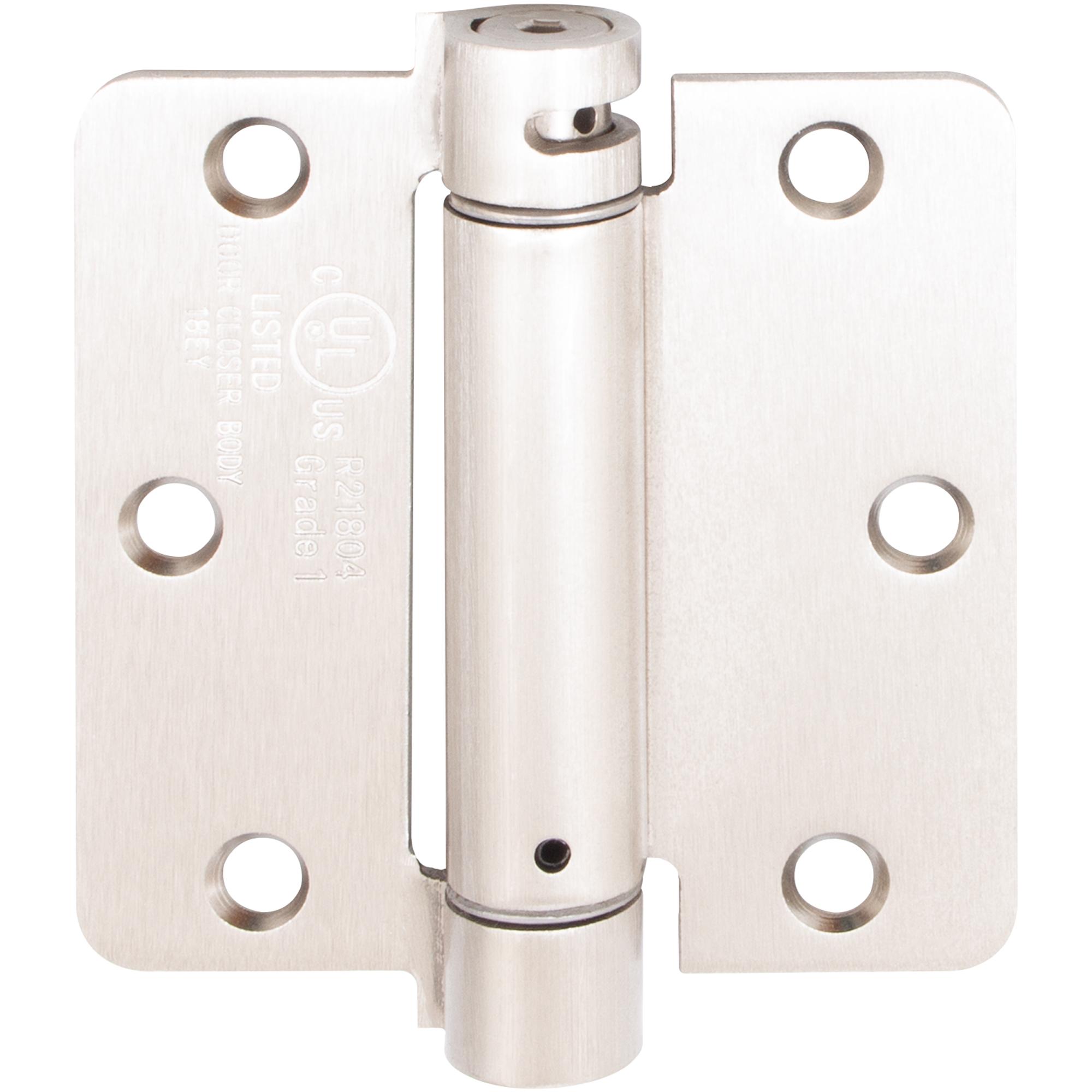 Stone Harbor Hardware Adjustable Spring Hinge, 3-1/2 Inches, 1/4" Radius Corner, Satin Nickel