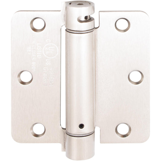 Stone Harbor Hardware Adjustable Spring Hinge, 3-1/2 Inches, 1/4" Radius Corner, Satin Nickel