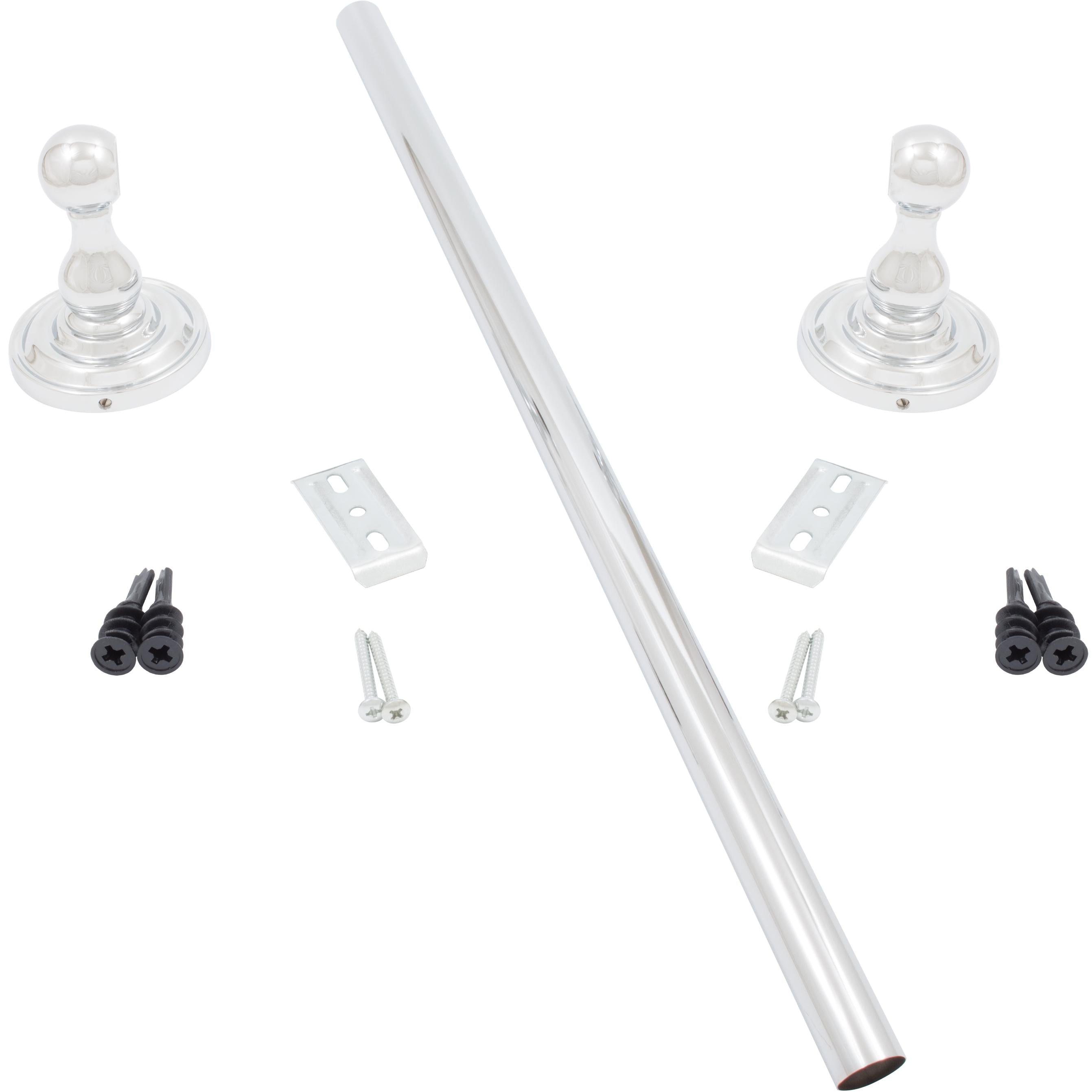 Stone Harbor Hardware Charlotte Towel Bar, 24 Inches, Polished Chrome