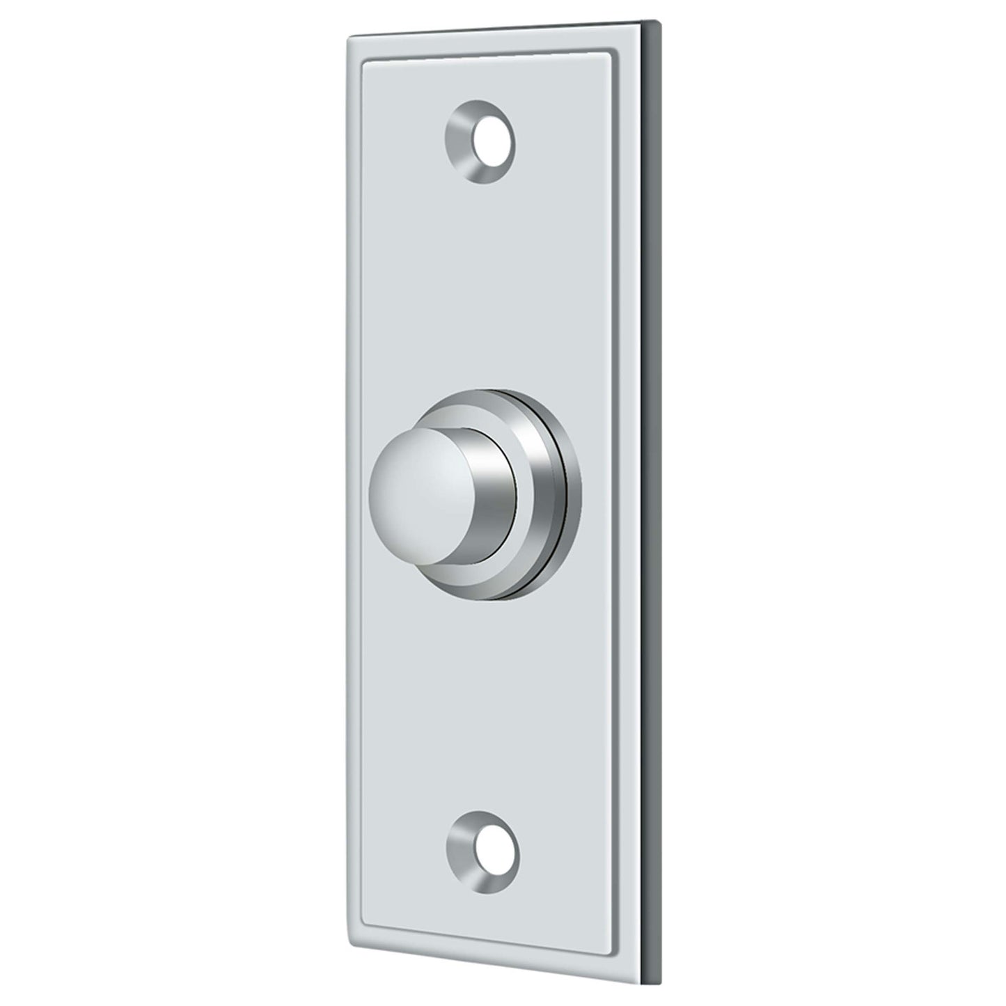 Solid Brass Rectangular Contemporary Bell Button (Chrome)