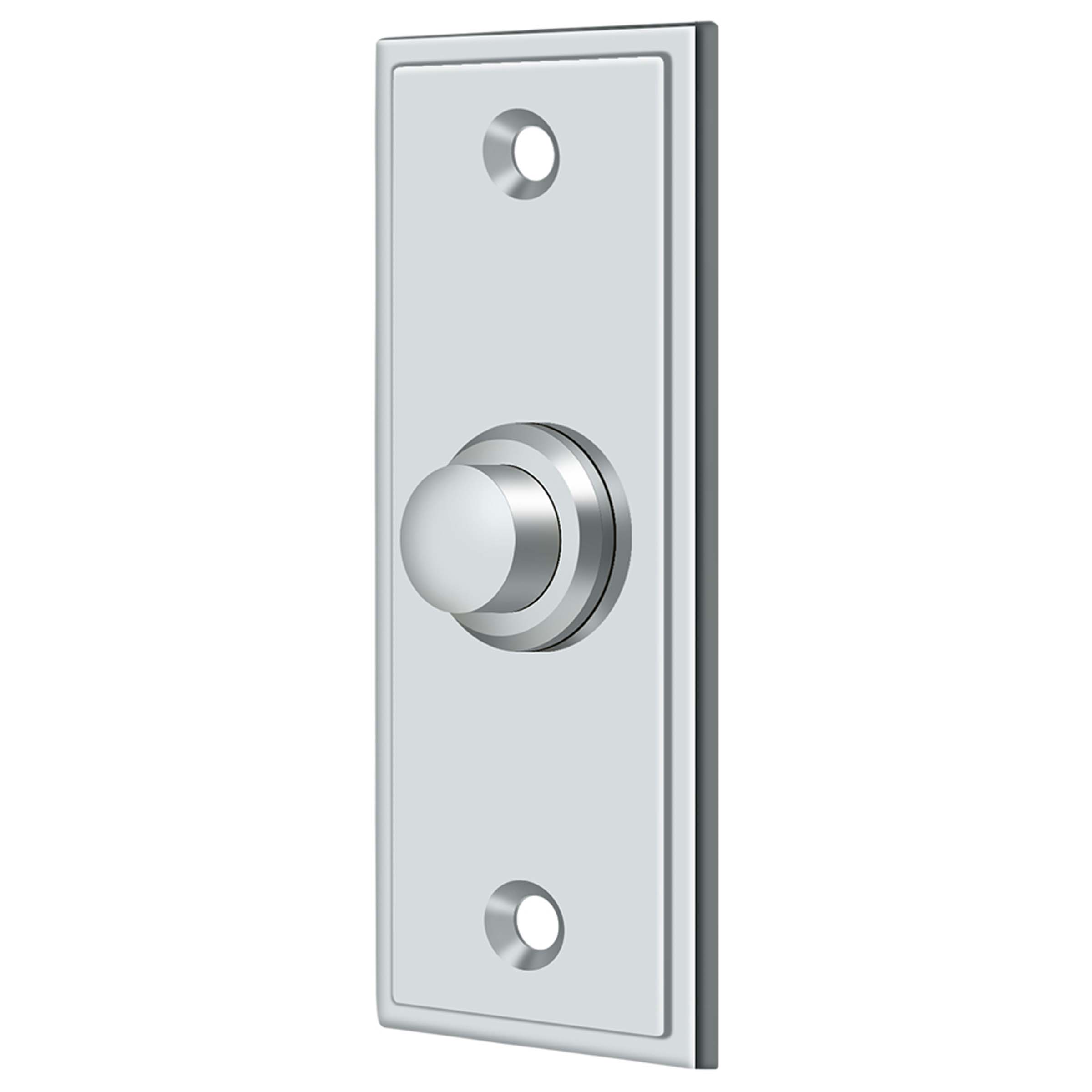 Solid Brass Rectangular Contemporary Bell Button (Chrome)
