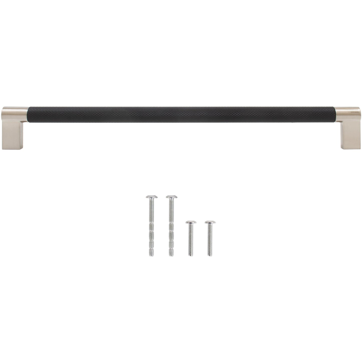Stone Harbor Hardware Urban Cabinet Pull, 256 Millimeters, Matte Black with Satin Nickel Ends