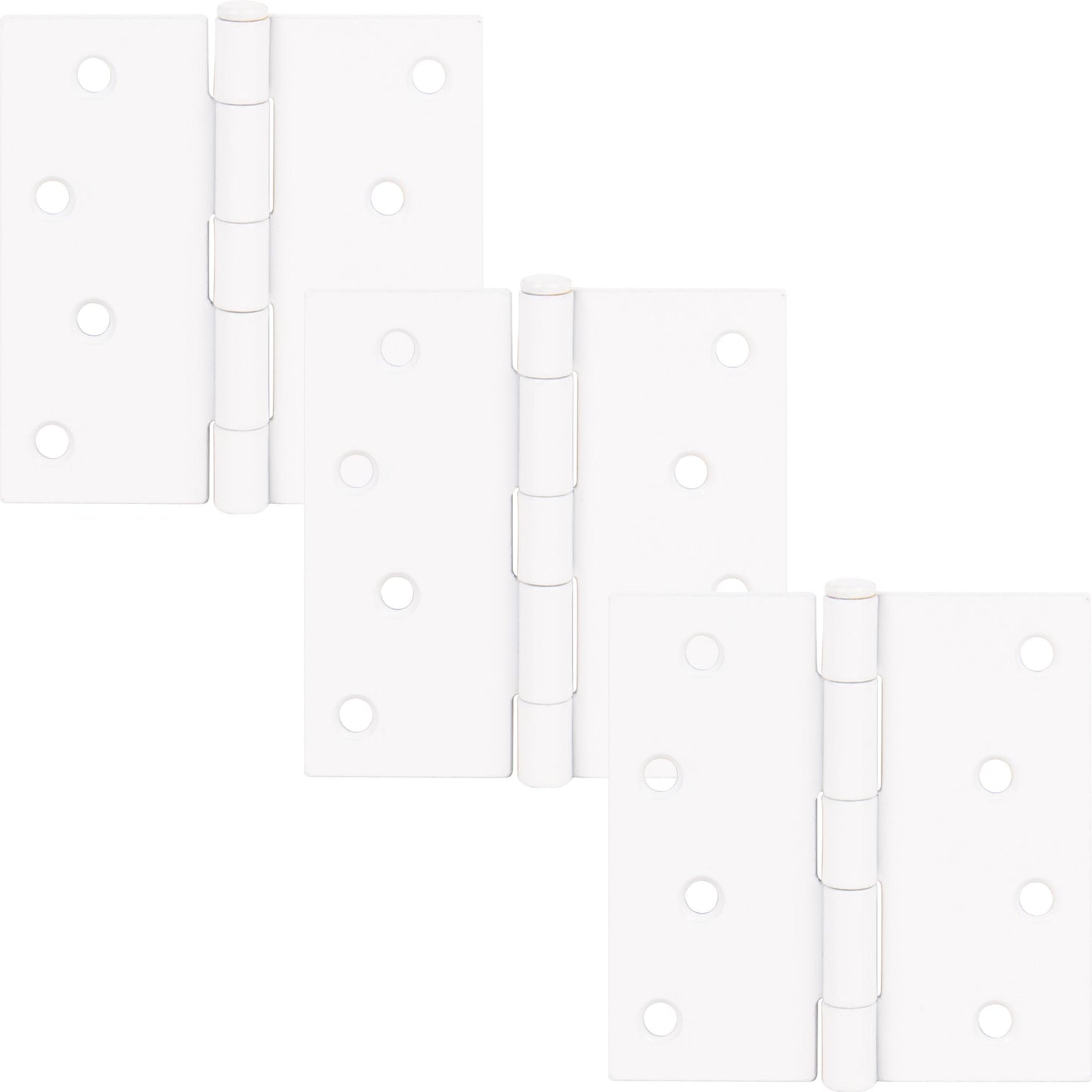 Stone Harbor Hardware 4" Door Hinges, Square Corner, White, 3-Pack
