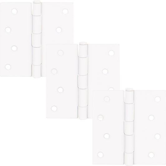 Stone Harbor Hardware 4" Door Hinges, Square Corner, White, 3-Pack