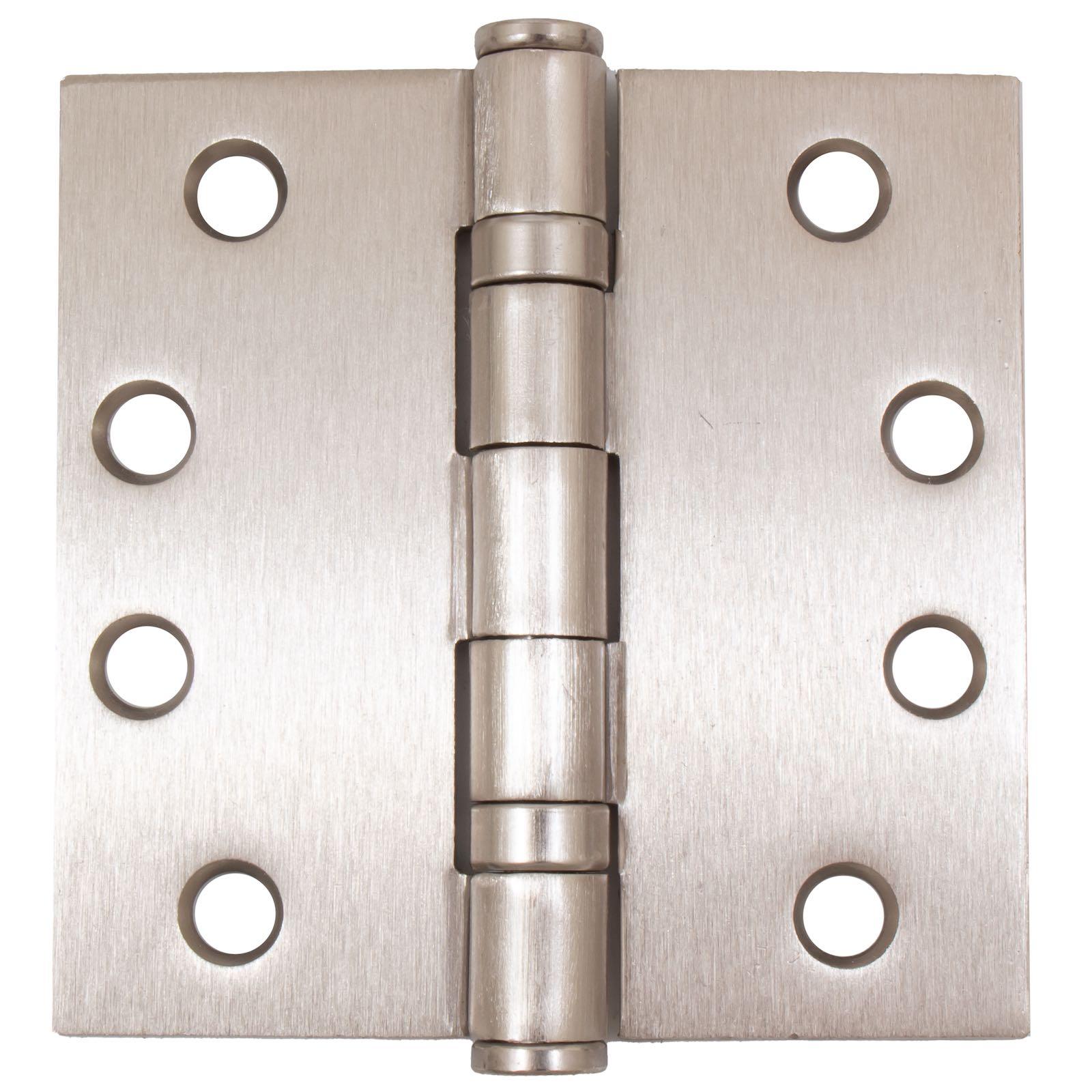 Stone Harbor Hardware Commercial Grade Ball Bearing Hinge, 4 Inches, Square Corner, .129 Gauge, Satin Nickel