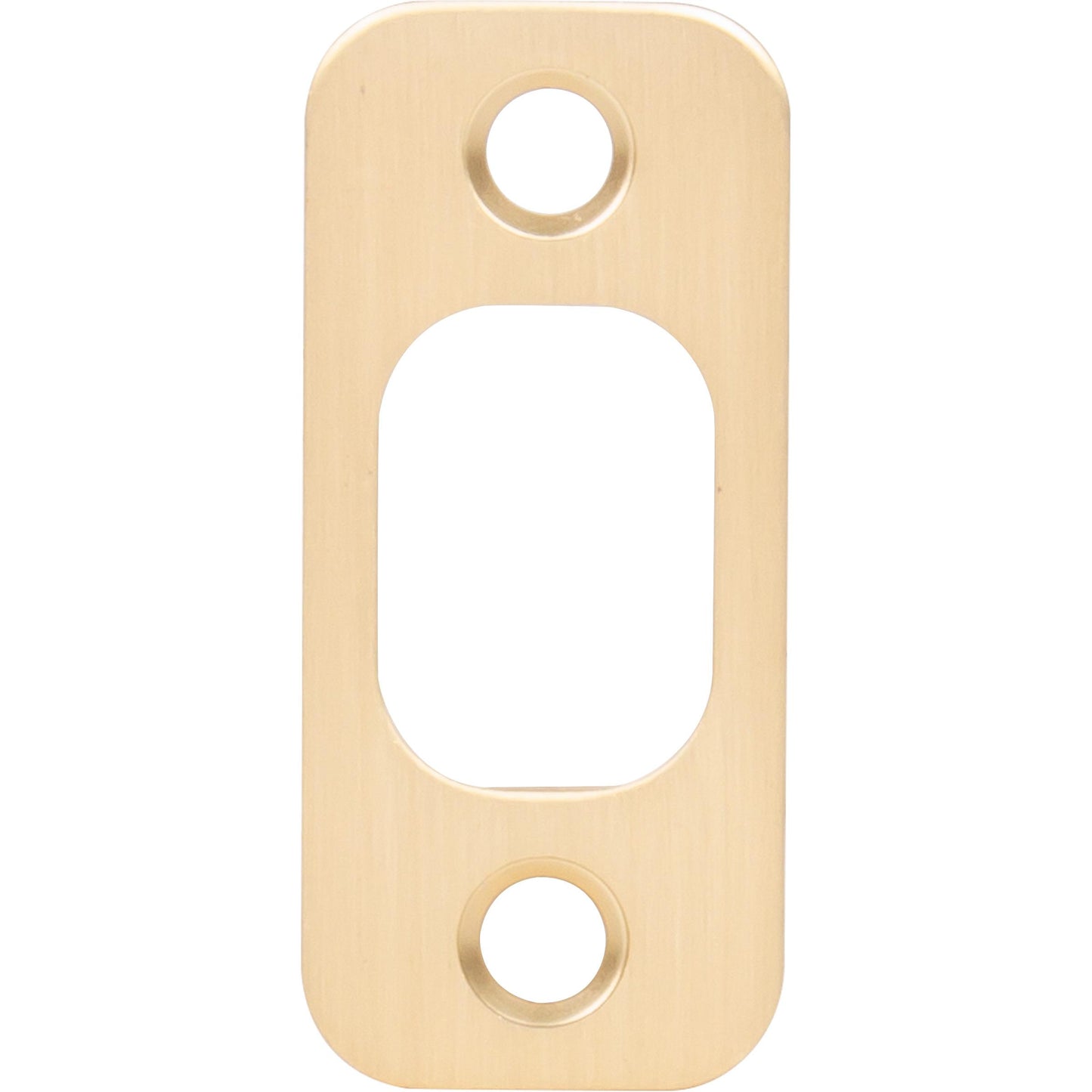 Stone Harbor Hardware Round Corner Deadbolt Strike Plate, 1" x 2-1/4", 1-5/8" Center-to-Center, Satin Brass