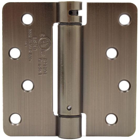 Stone Harbor Hardware Self-Closing Door Hinge, 4 Inches, 1/4" Radius Corner, Antique Brass