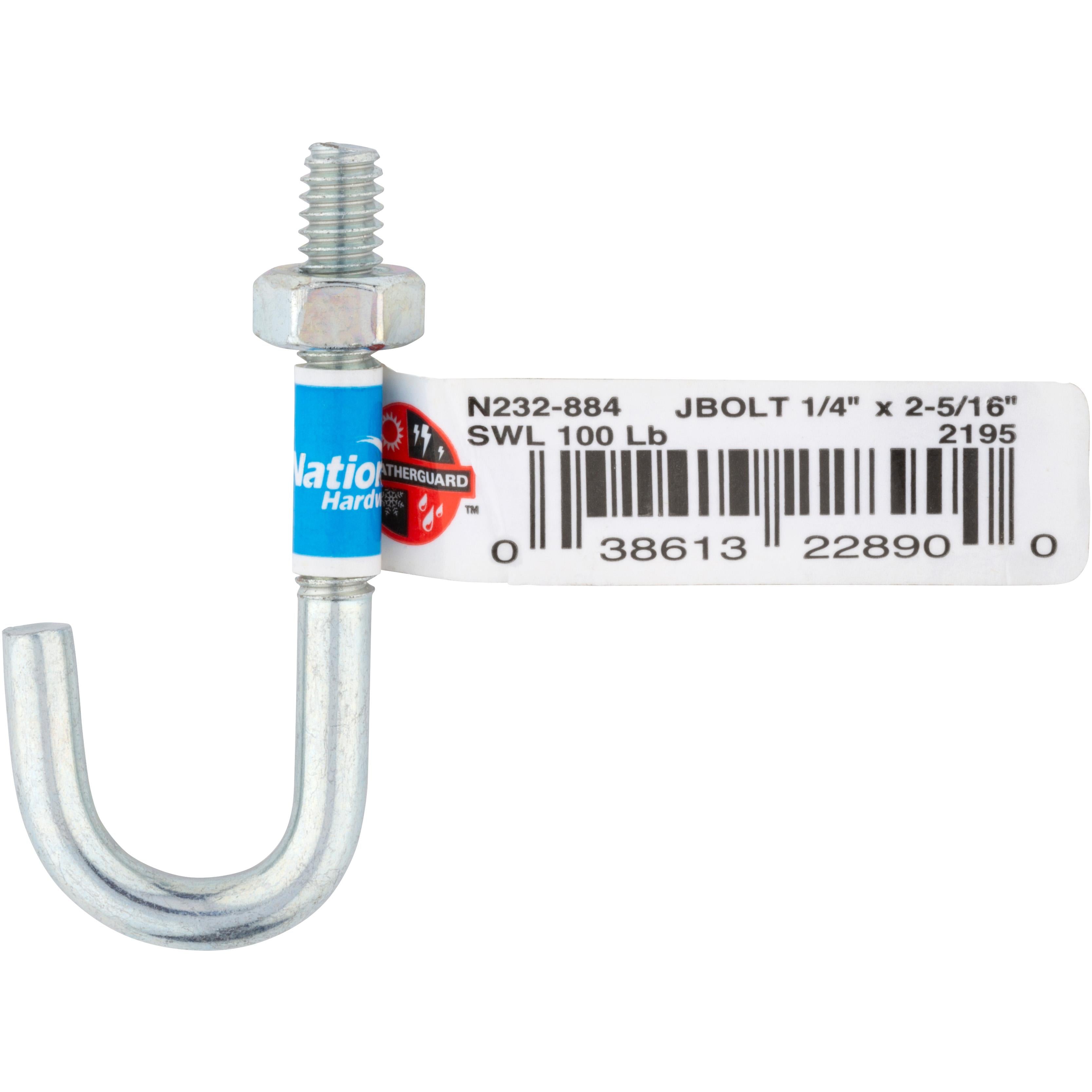 2195BC 1/4" x 2-5/16" J-Bolt - Zinc Plated