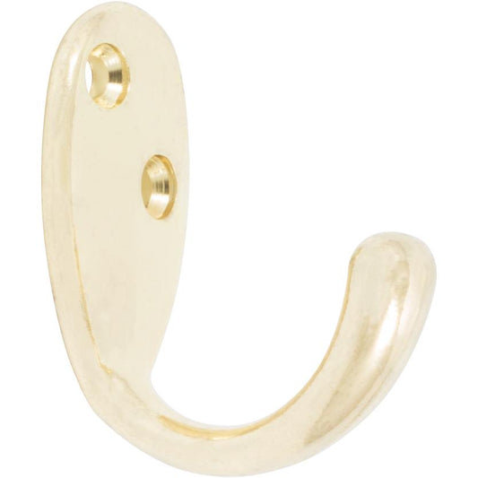 Stone Harbor Hardware Single Robe Hook, 1-15/16" High, 1-5/8" Projection, Polished Brass