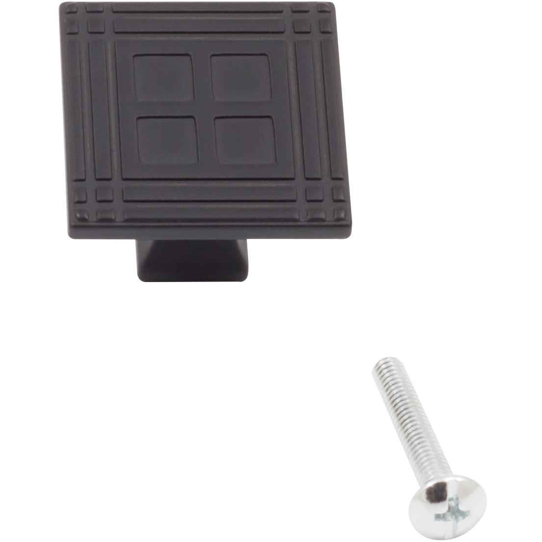 Stone Harbor Hardware Arts & Crafts Square Cabinet Knob, Matte Black