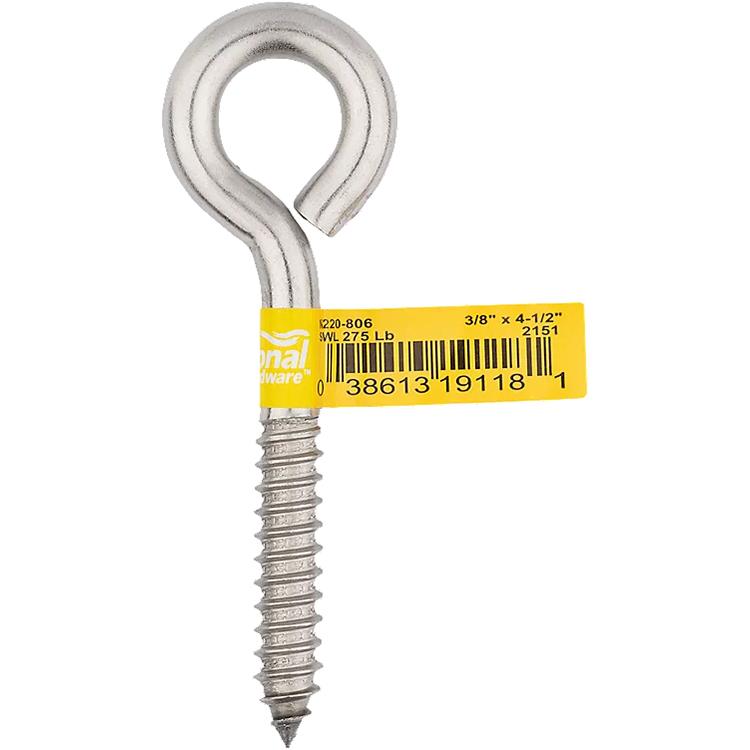 2151BC 3/8" x 4-1/2" Lag Screw Eye - Stainless Steel