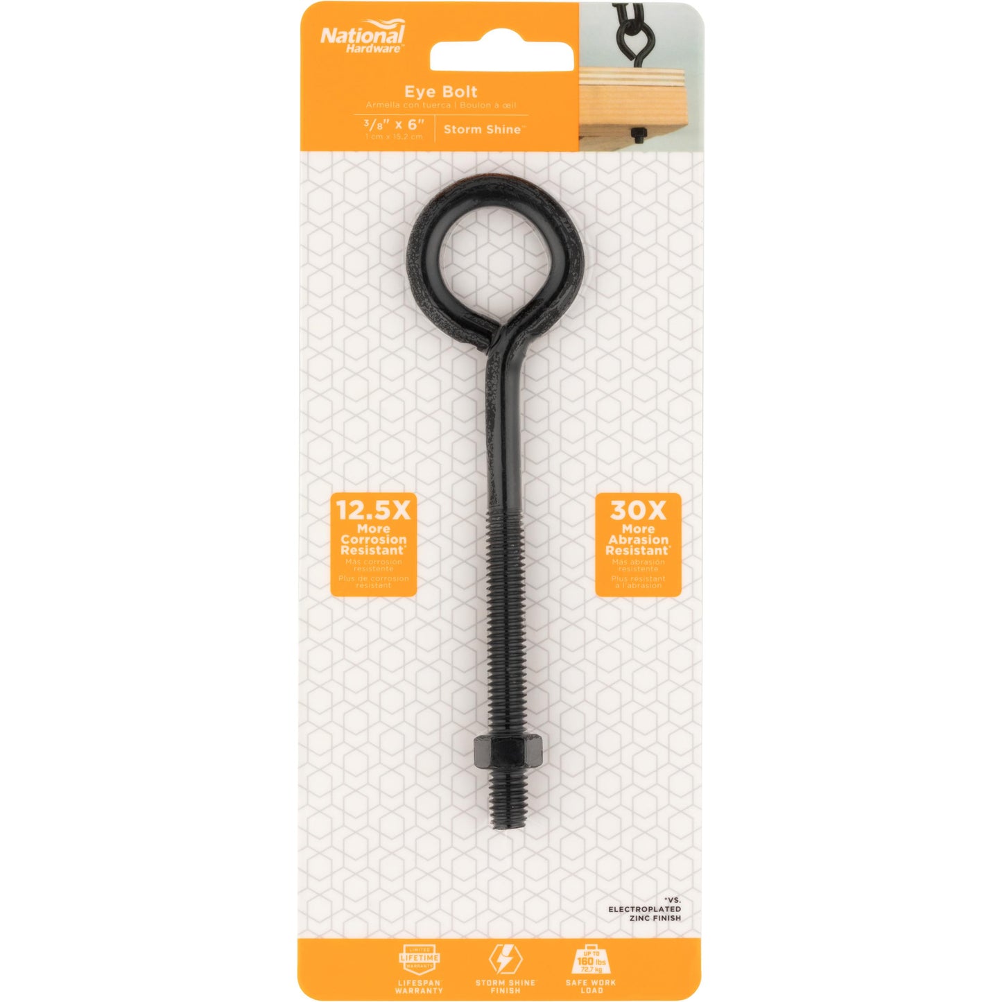V2160 3/8" x 6" Eye Bolt with Nut - Black