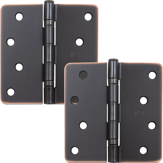 Stone Harbor Hardware 4" Door Hinges, 1/4" Radius Corner, Vintage Bronze, 2-Pack