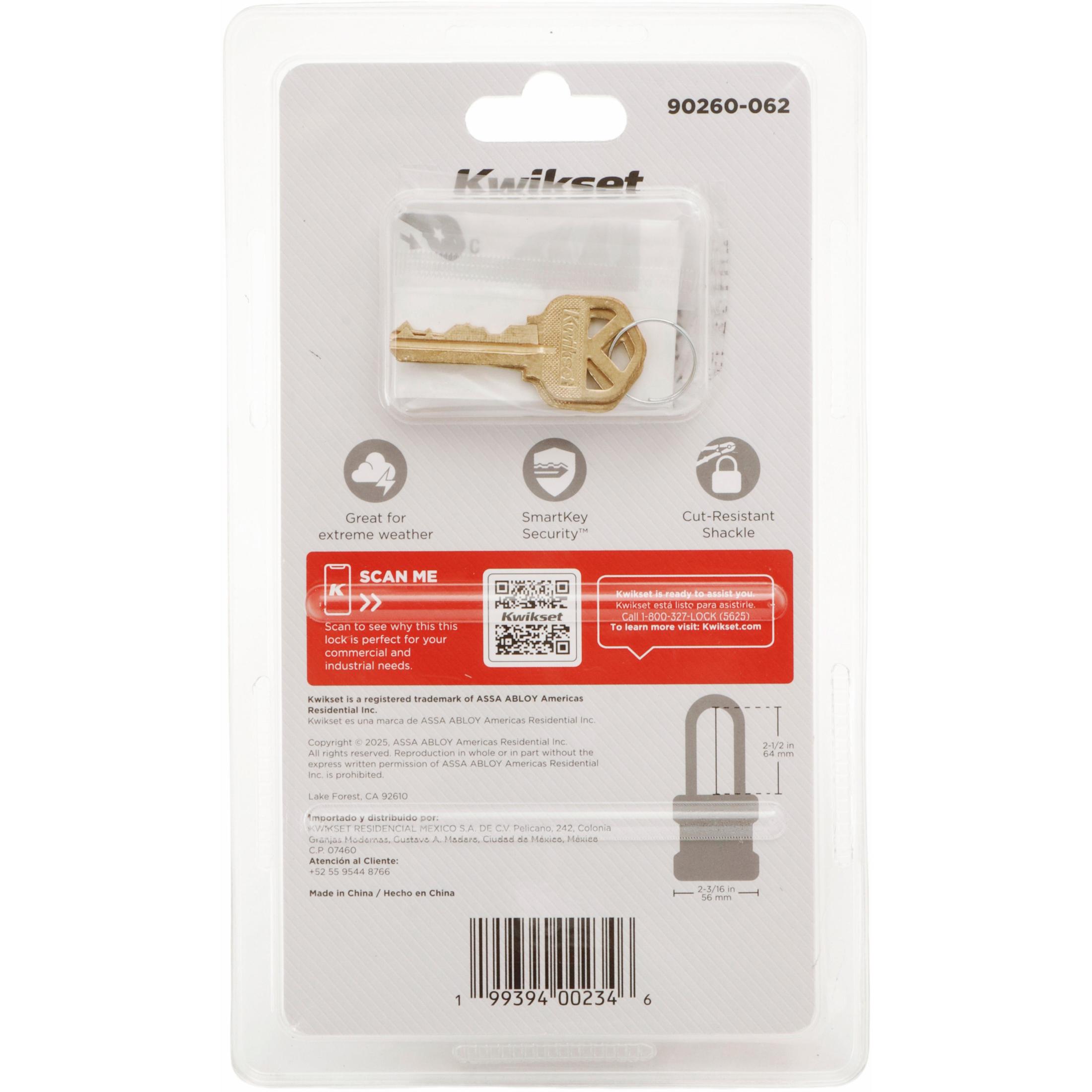 Kwikset 2" Padlock SMT with 2-1/2" Shackle, Stainless Steel