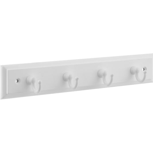 B8175 8-3/4" x 7/10" x 2/5" Keytidy with 4 Key Hooks - White with White Rail