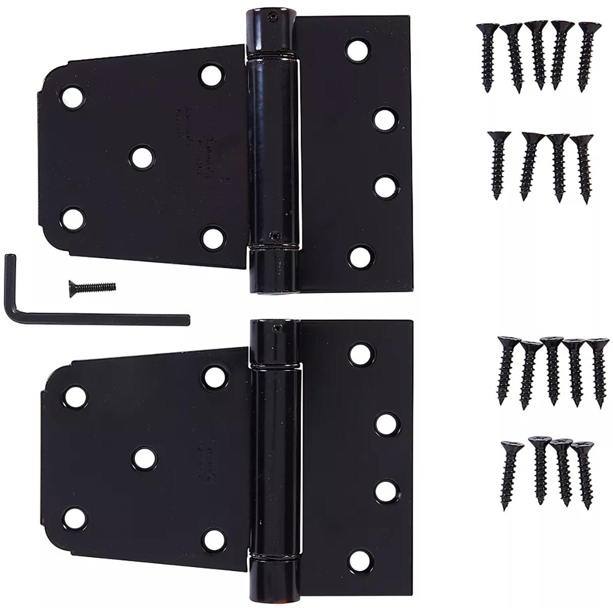 National Hardware - N342-592 V279, 3-1/2" Extra Heavy Auto-Close Gate Hinges Set in Black