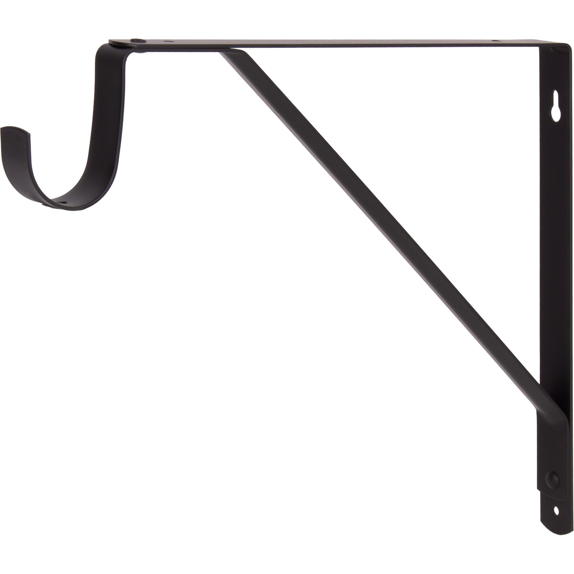 Stone Harbor Hardware Flat Back Shelf and Pole Bracket, Powder Coated, 3" Drop, Matte Black