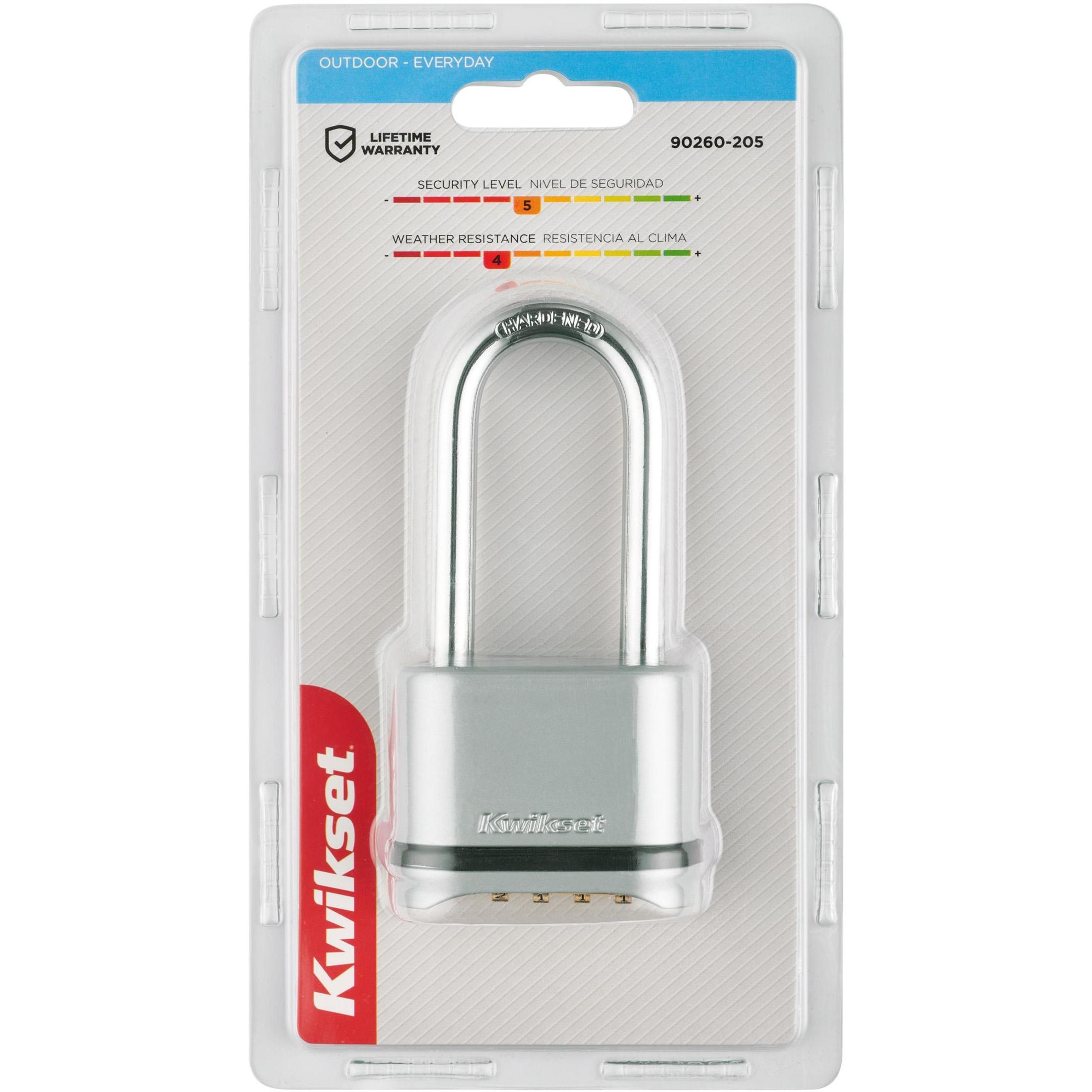 Kwikset 2" Zinc Combination Padlock with 2-1/4" Shackle, Chrome
