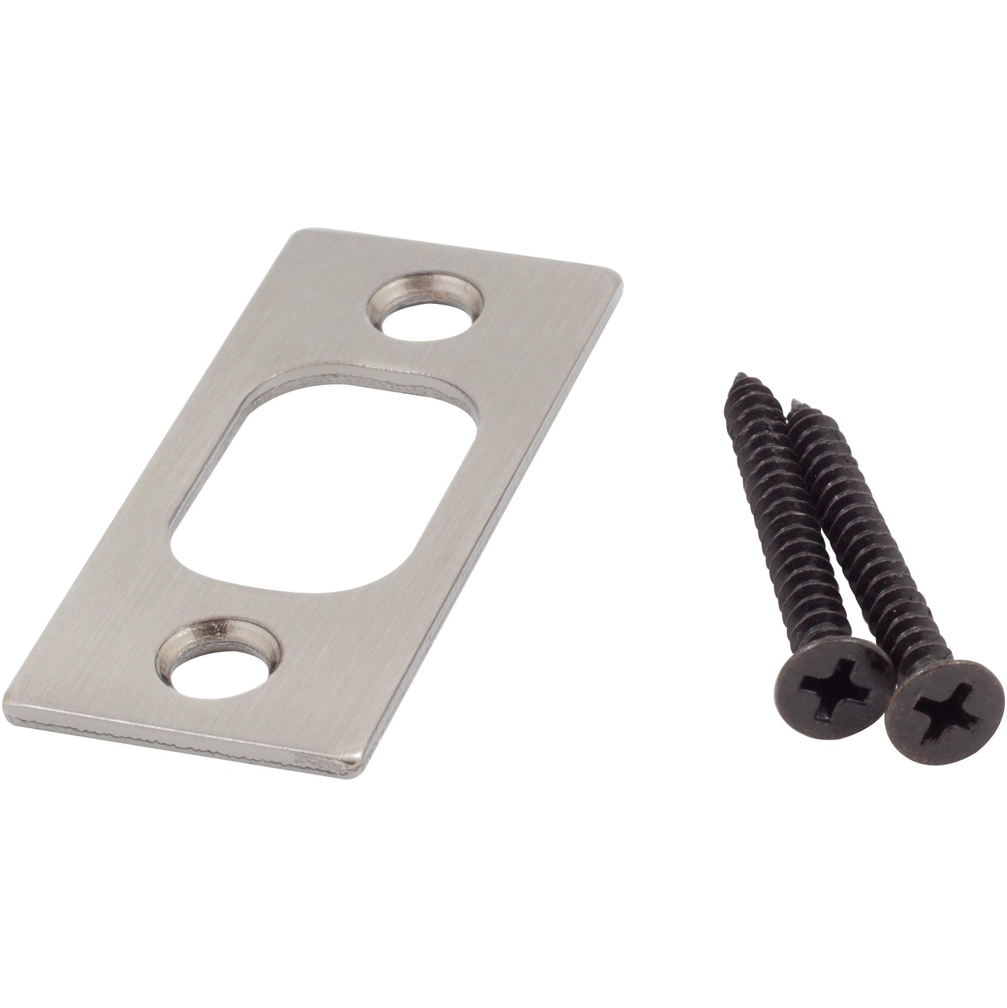 Stone Harbor Hardware Square Corner Deadbolt Strike Plate, 1" x 2-1/4", 1-5/8" Center-to-Center, Antique Nickel