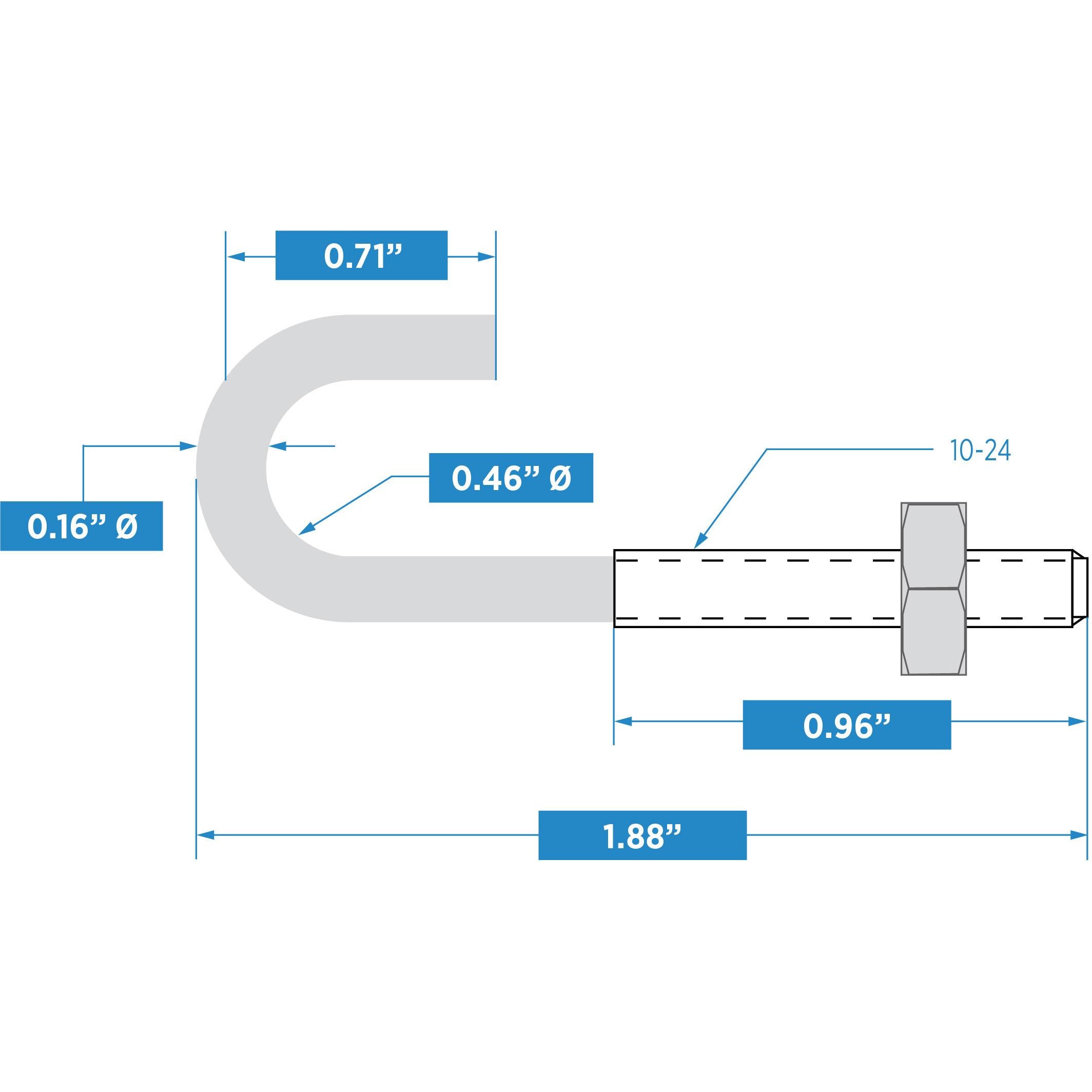 2195BC 3/16" x 1-7/8" J-Bolt - Zinc Plated
