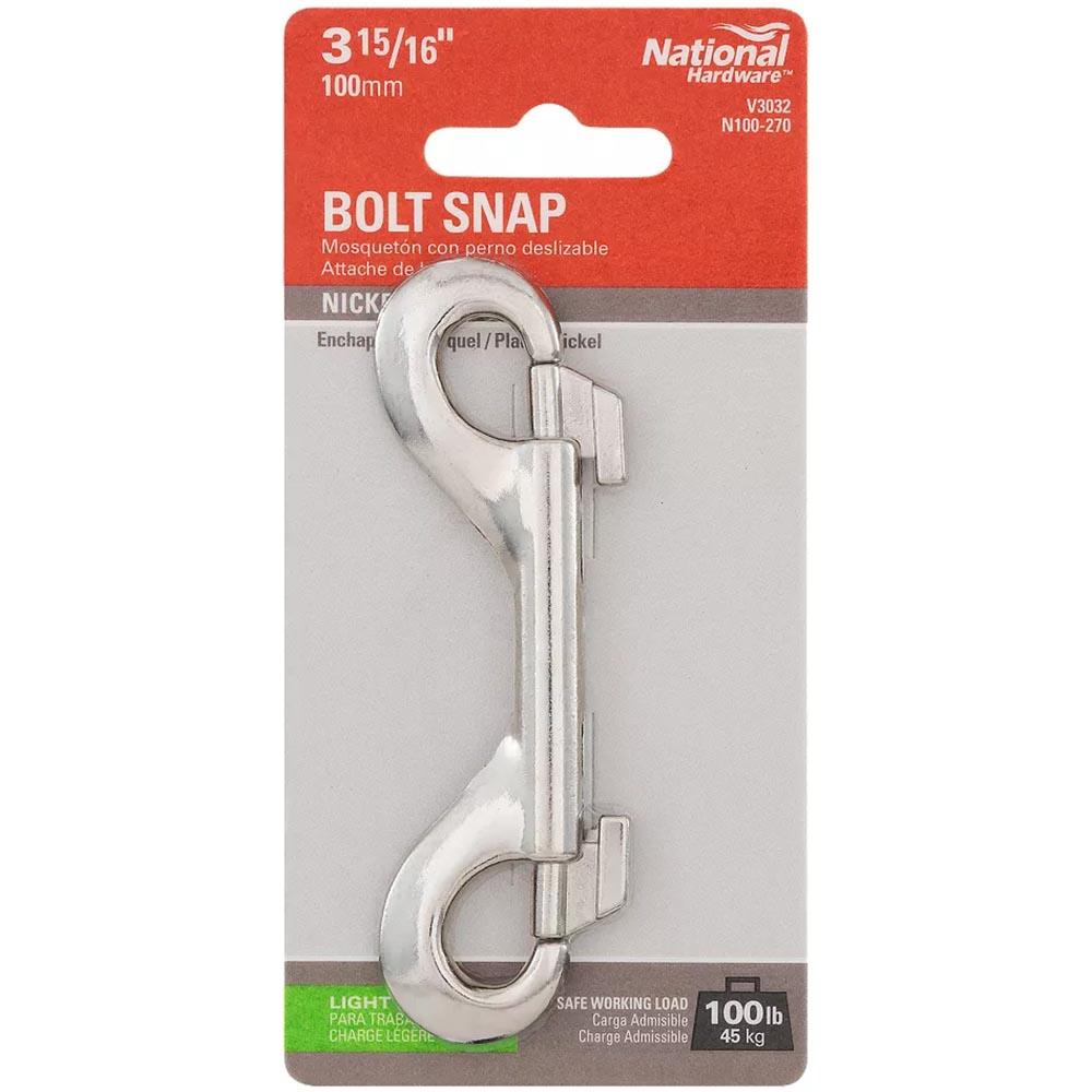 National Hardware - N100-270 V3032 3-15/16" Double Bolt Snap Double Bolt Snap in Nickel
