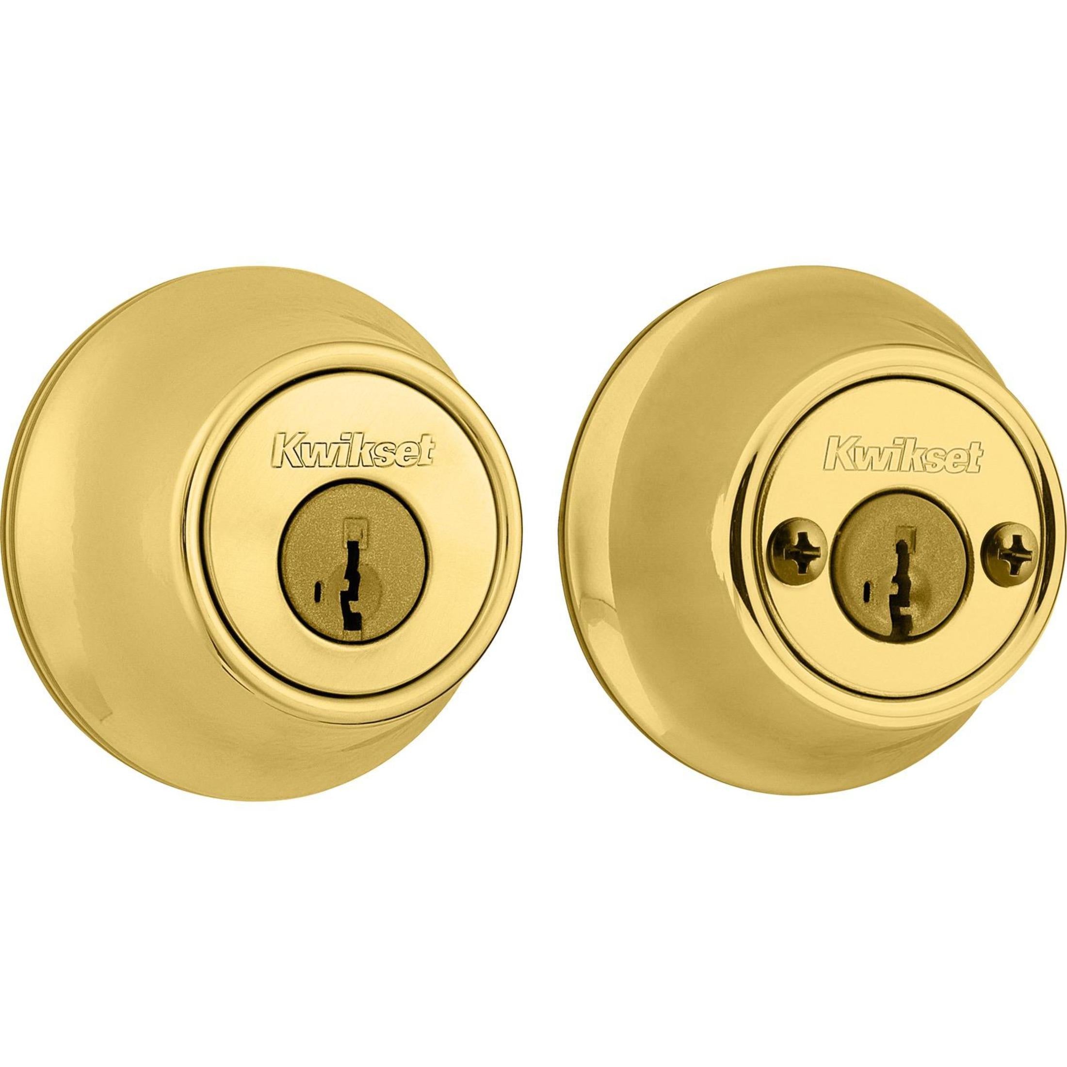 Kwikset 665 3 SMT RCAL RCS 665 Double Cylinder Polished Brass Deadbolt Featuring SmartKey