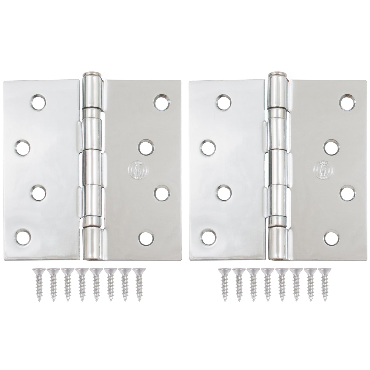 Stone Harbor Hardware 4" Ball-Bearing Door Hinges, Square Corner, Polished Chrome, 2-Pack