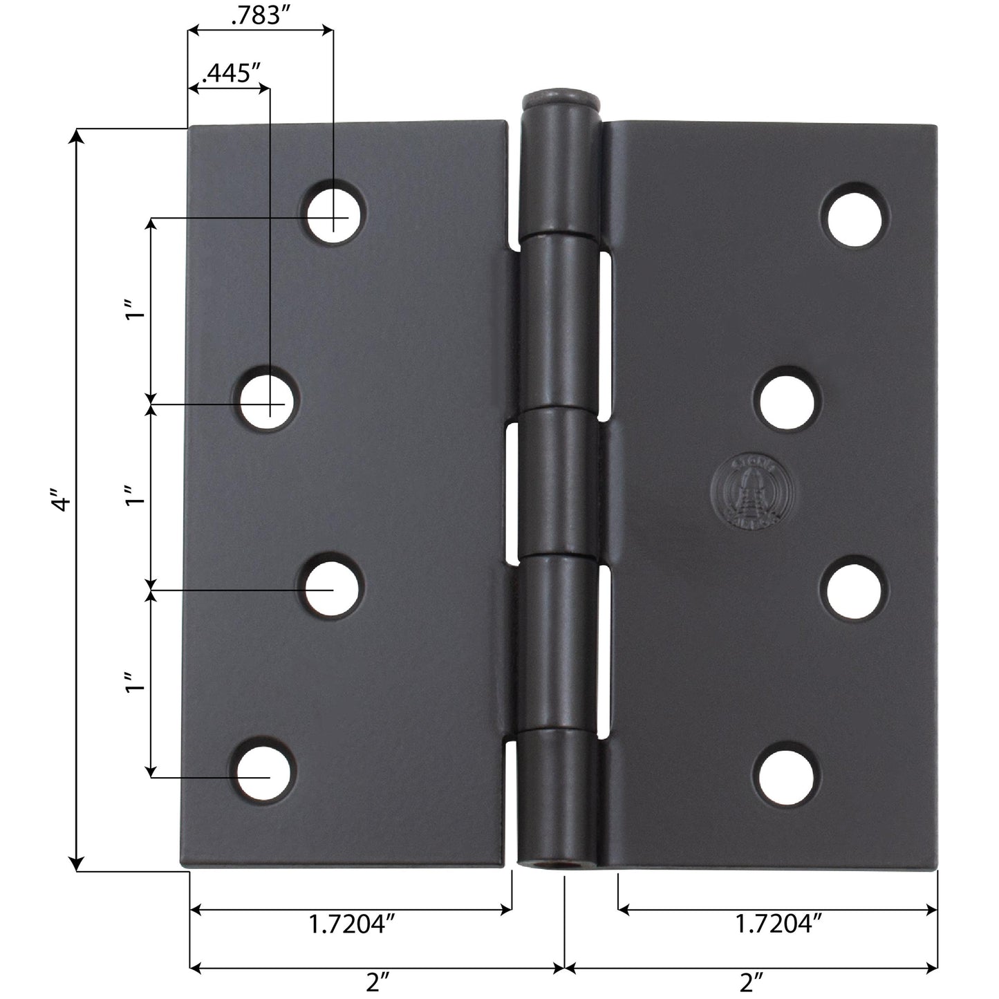 Stone Harbor Hardware 4" Door Hinges, Square Corner, Matte Black, 2-Pack